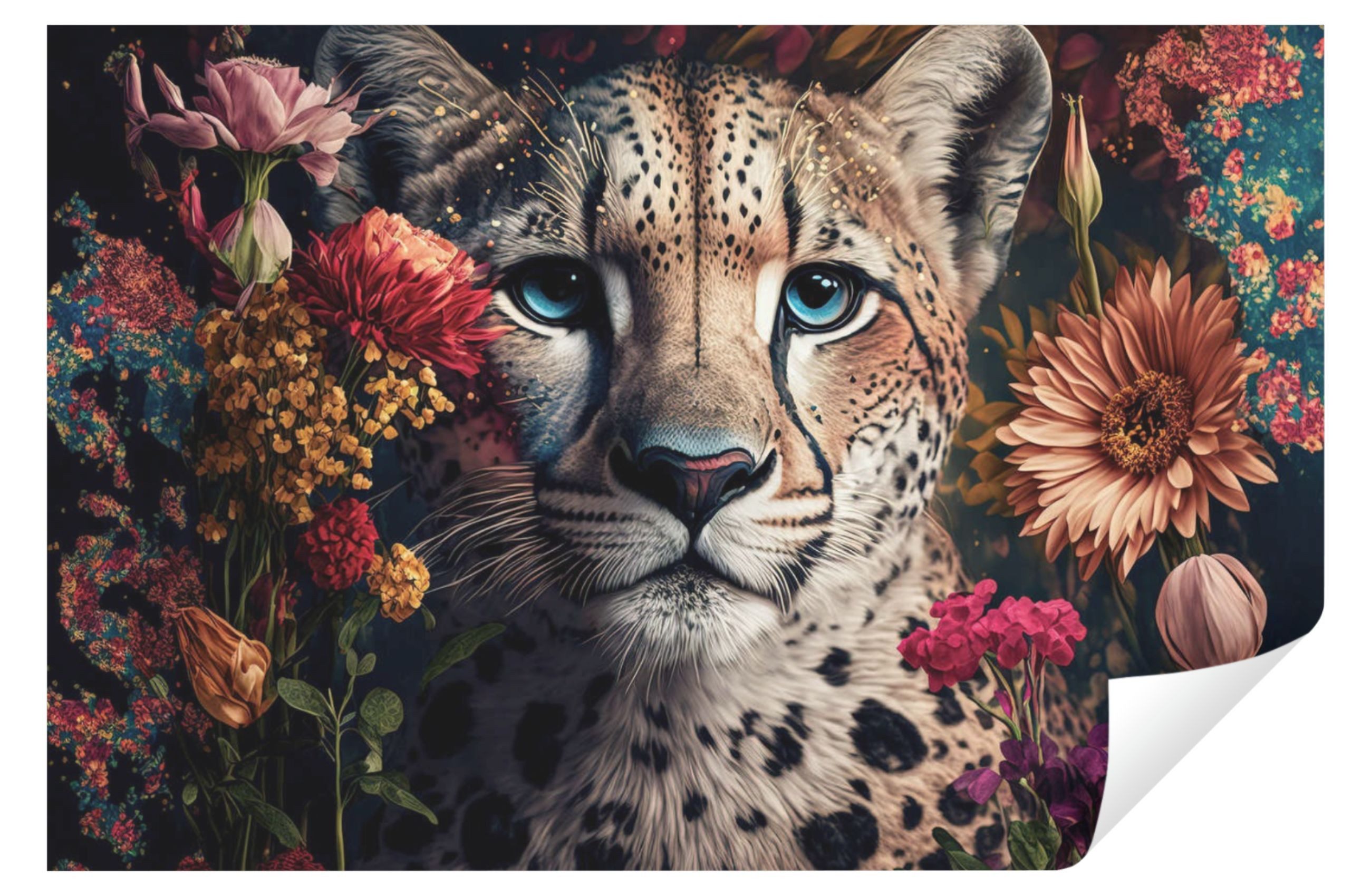 Wallarena Fototapete Gepard Blumen Kunst Vlies günstig online kaufen