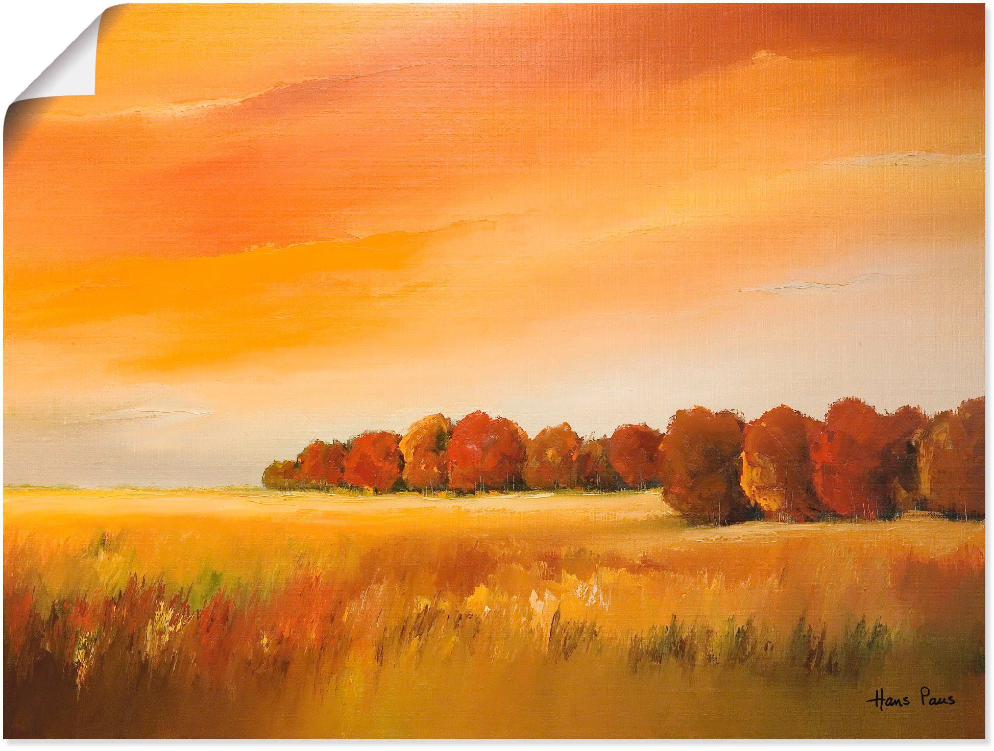 Artland Wandbild Herbst, Größen (1 St), Felder in Wandaufkleber Poster oder versch. Leinwandbild, als