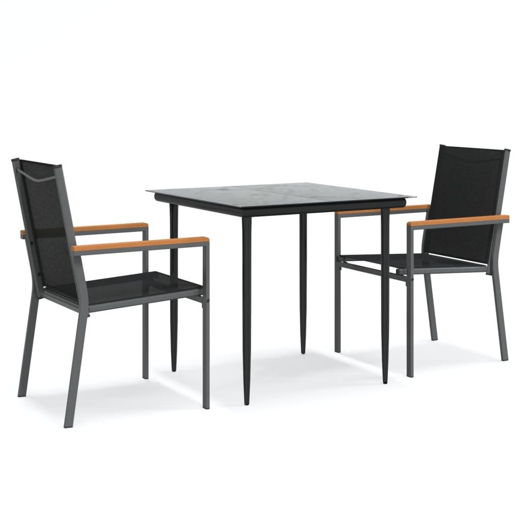 vidaXL Garten-Essgruppe 3-tlg. Garten-Essgruppe Schwarz Textilene günstig online kaufen