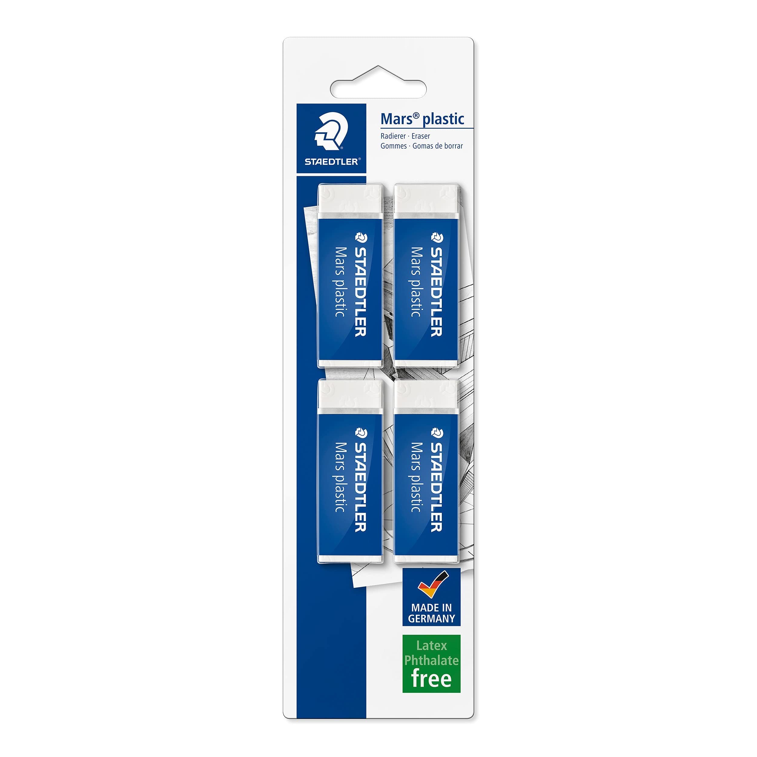 STAEDTLER Radiergummi Radiergummi-Set, 4 Stück, Premium-Qualität, geringe Krümelbildung, Erstklassige Radierergebnisse, kein Abfärben, alterungsbeständig