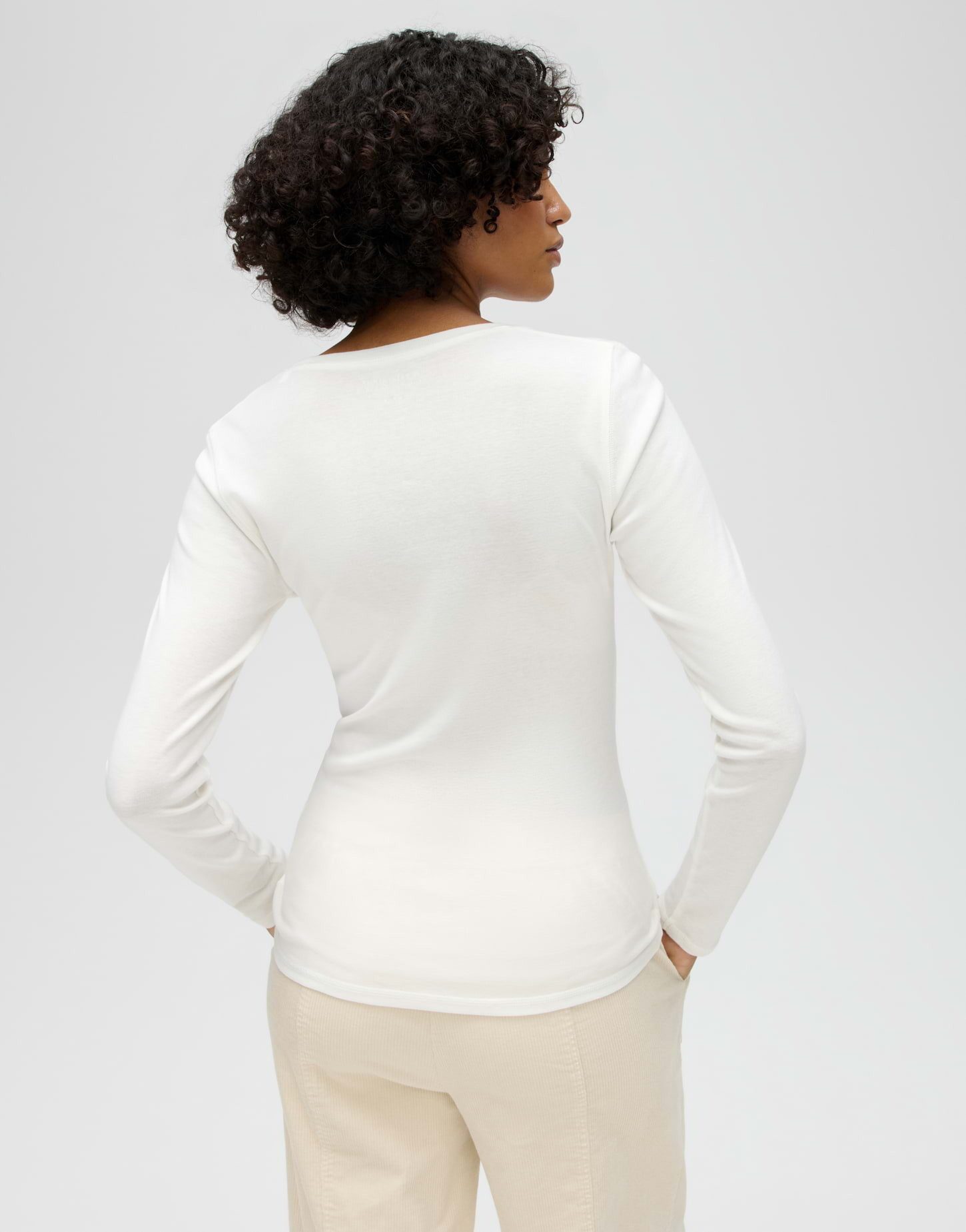 OPUS Langarmshirt SORANA aus BCI Cotton Mix figurbetont geschnitten, weicher Griff, weiter Rundhalsausschnitt