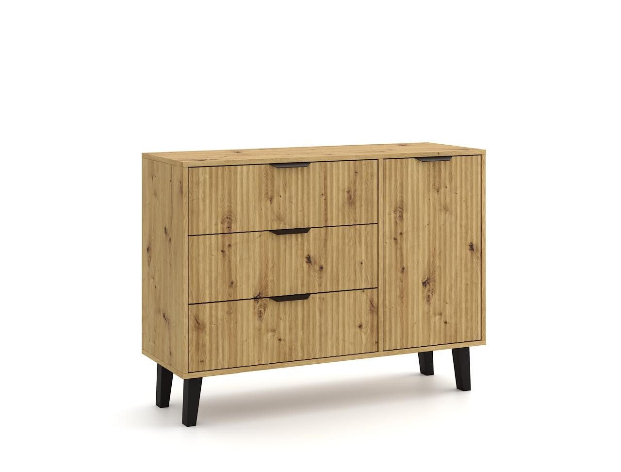 Raumhirsch Furniture Kommode Sideboard 110 cm breit (Maße 39 x 110 x 82 cm, 3 Schubladen und 1 Schranktür)