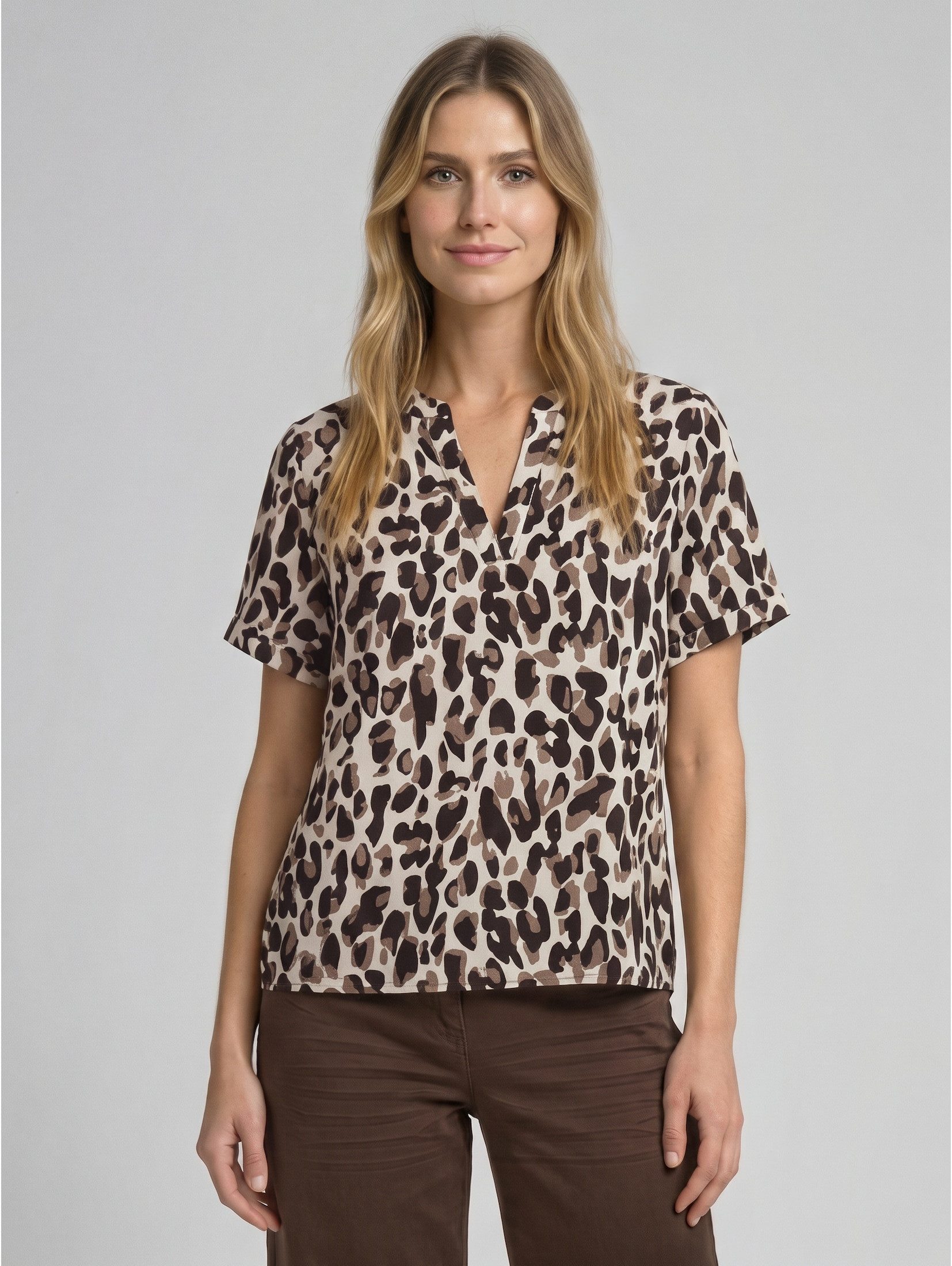 TOM TAILOR Kurzarmbluse Blusen & Shirts Loose Fit Bluse mit V-Ausschnitt