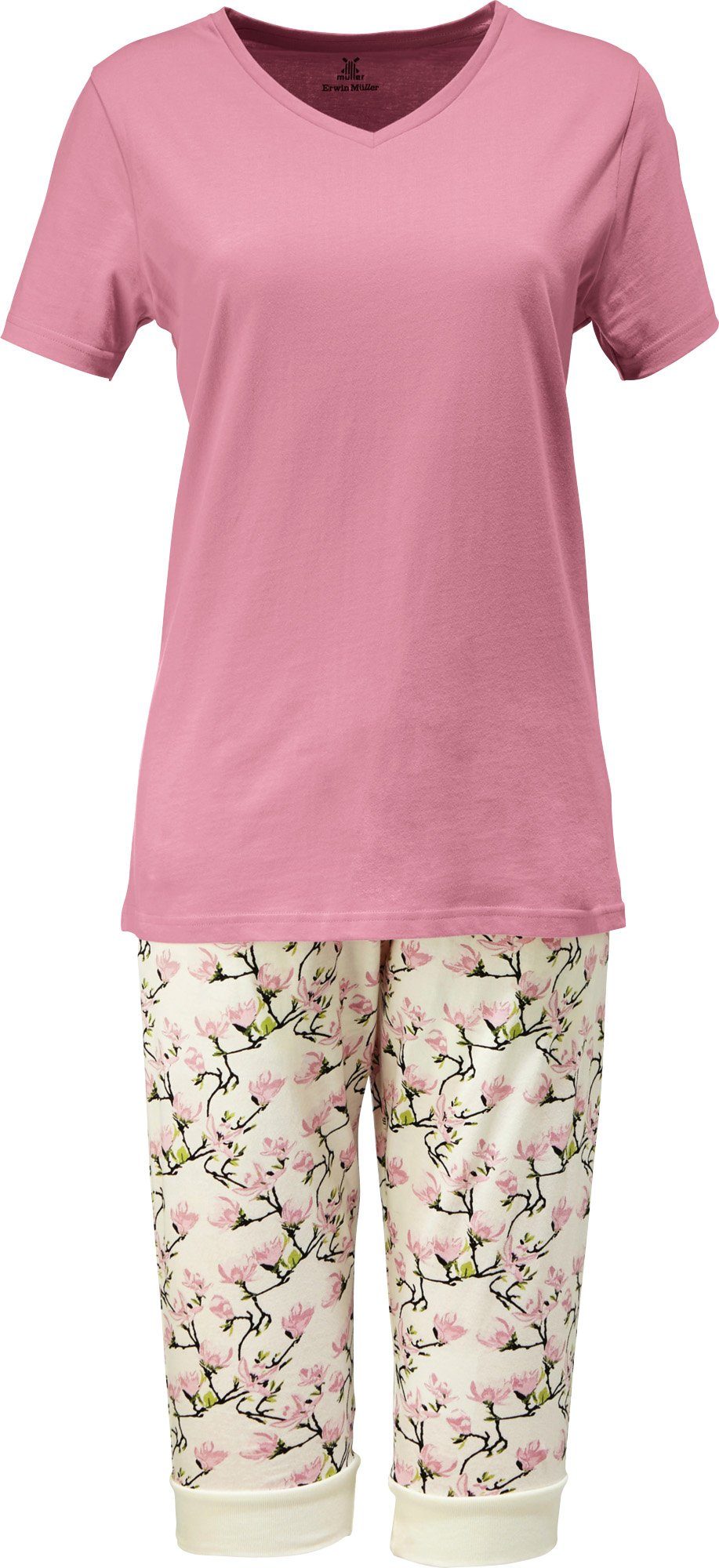 Damen-Schlafanzug Blumen Erwin Pyjama Single-Jersey Müller