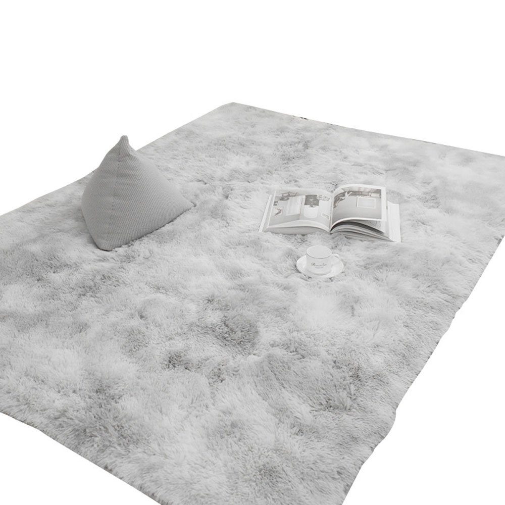 Teppich FELIXLEO Hochflor-Teppich rutschfest 80x120CM, Hochflor grau Weich und Flauschig