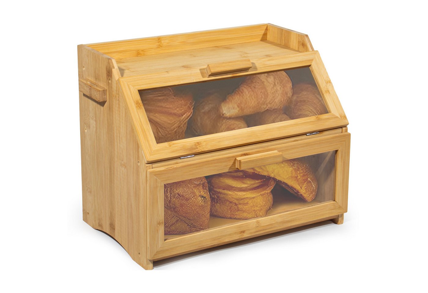 Zedelmaier Brotkasten Bambus Brotkasten mit 2 Etagen, großer Brotkasten, Bamboo, (Set, 1x Aufbewahrungsbox aus Bambus), mit Belüftung und Sichtfenster