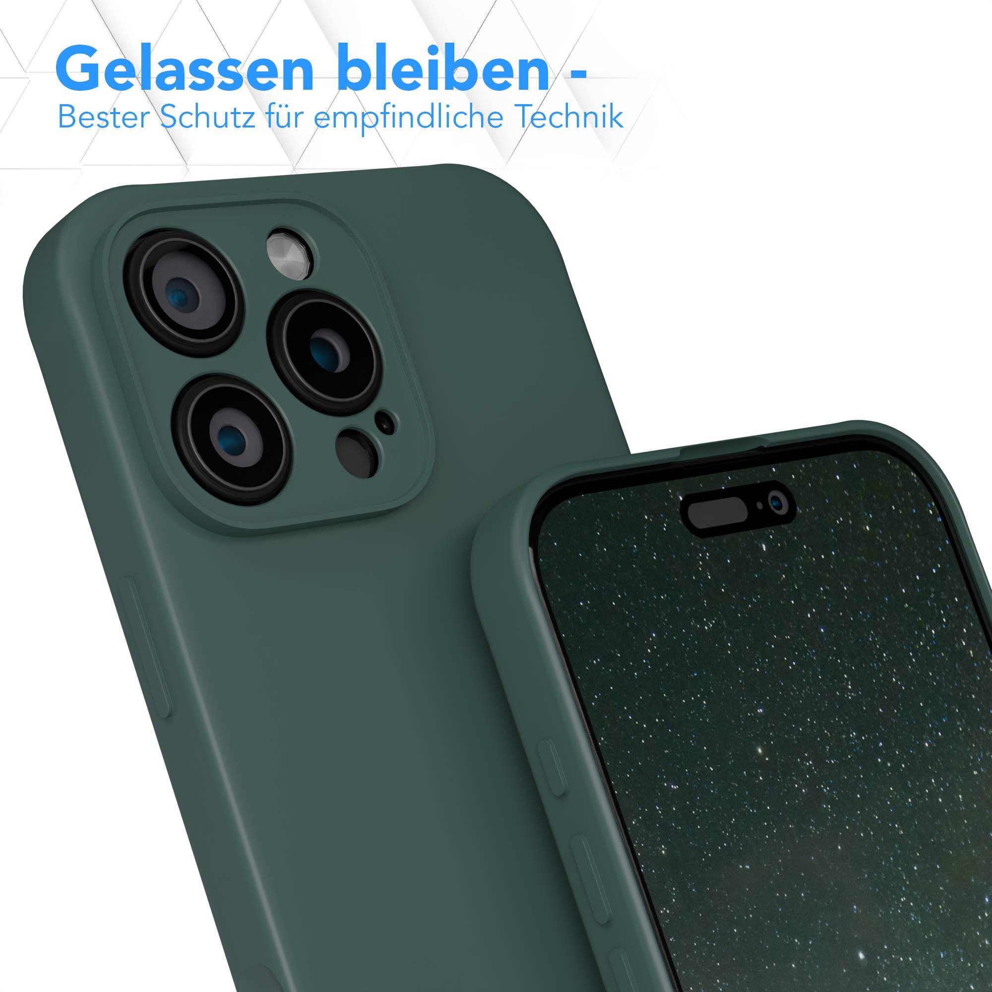EAZY CASE Handyhülle für Apple iPhone 16 Pro Max Hülle Silikon 6,9 Zoll, Silikon Schutzhülle mit Kameraschutz kratzfestes Bumper Nachtgrün – Bild 4 von 5