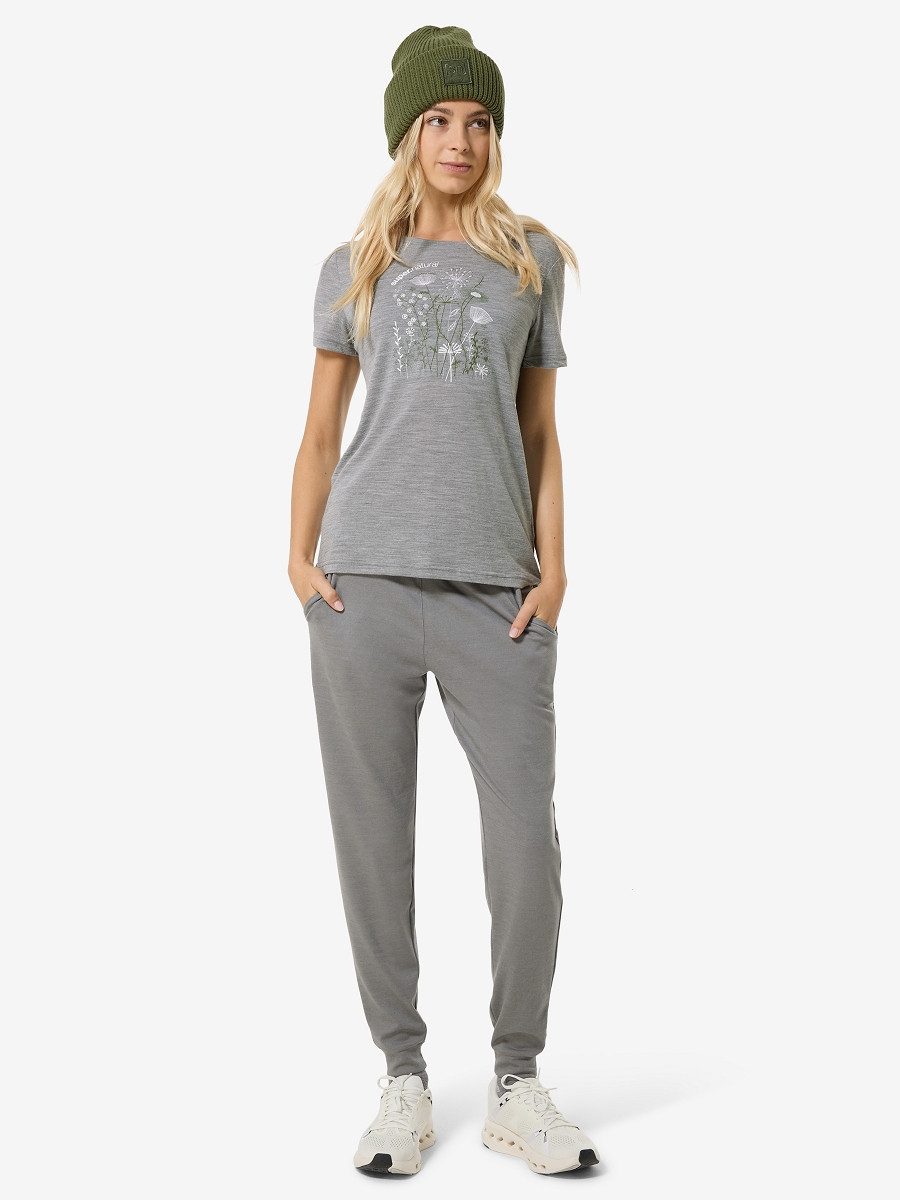 SUPER.NATURAL Print-Shirt für Damen, Merino ROCK FLOWERS TEE Blumen Motiv, atmungsaktiv