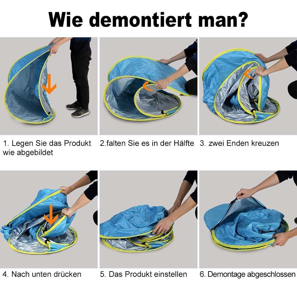 Qelus Strandmuschel Baby Strandmuschel Pop up Wasserdicht Strandzelt Kinder Sonnenschutz, Windschutz Schwimmbad 120x80x70cm