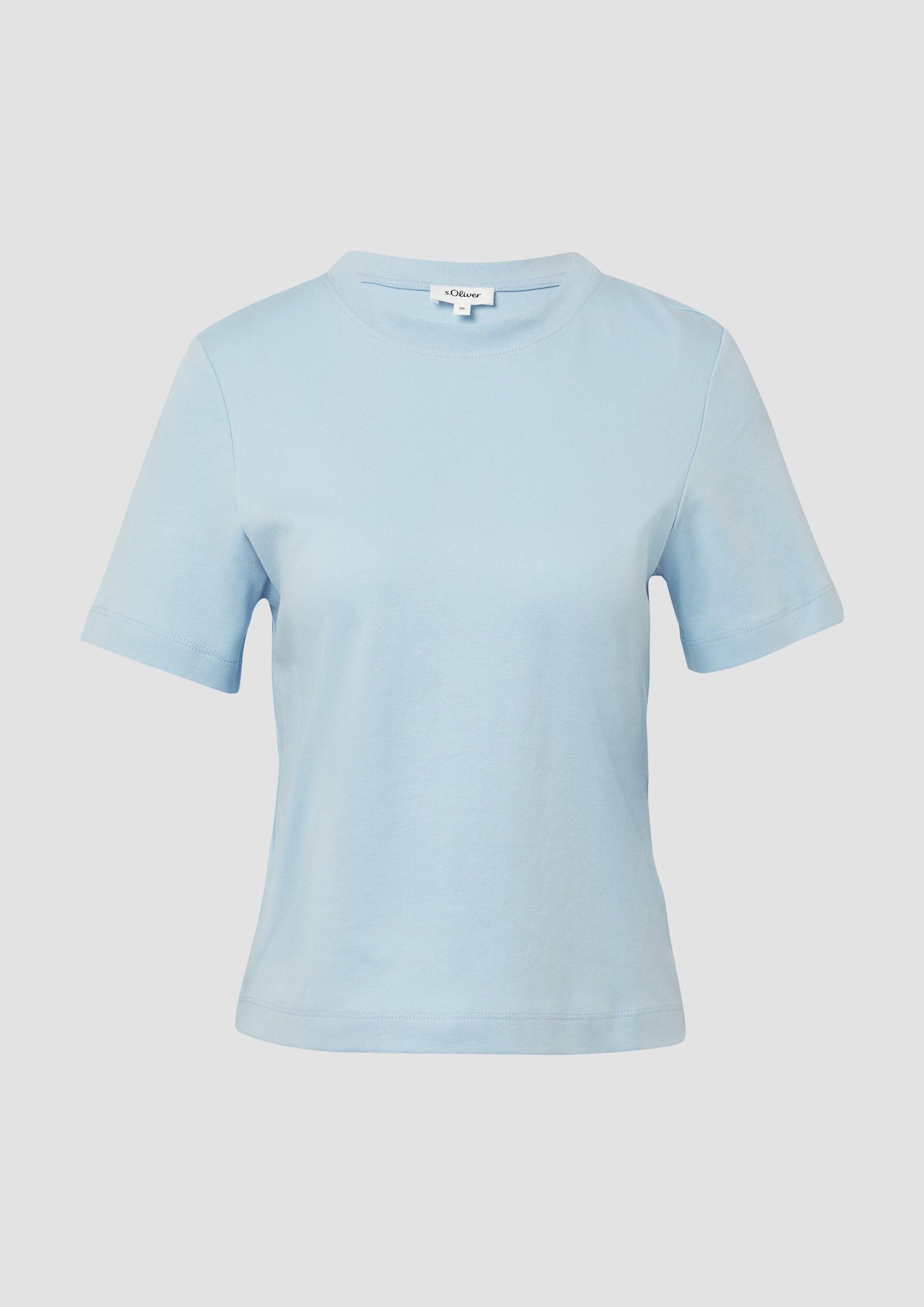 s.Oliver Kurzarmshirt T-Shirt Verkürztes T-Shirt aus Interlockjersey