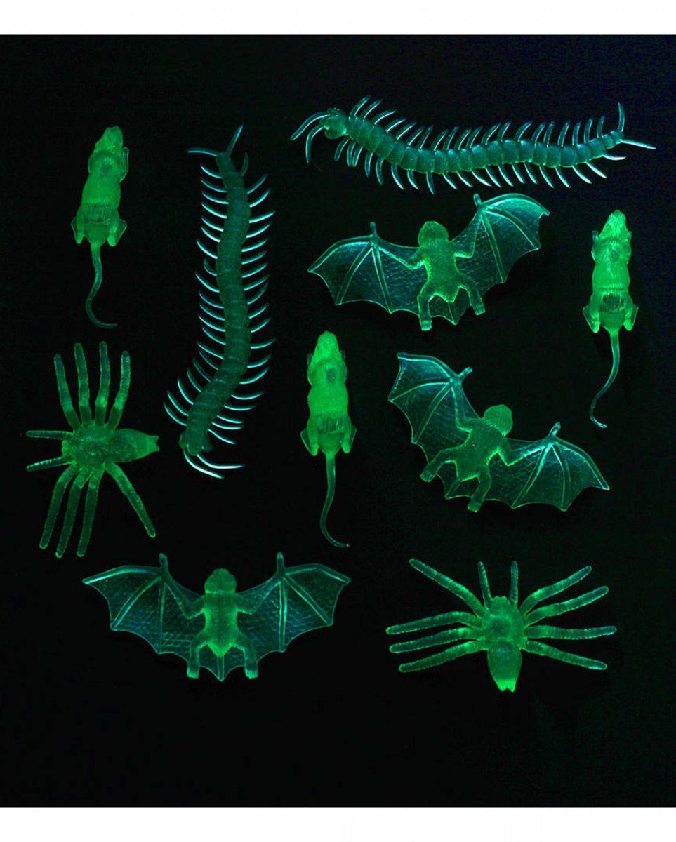 Glow the in Dekofigur Stück Insekten 10 Halloween Horror-Shop Dark für