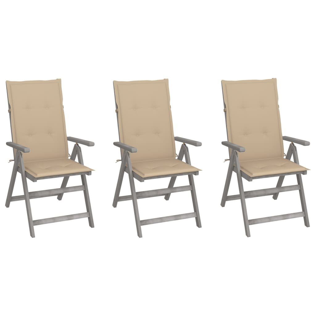 Lücke vidaXL Gartenstuhl Verstellbare Gartenstühle Auflagen Stk. Massivholz mit St) (3 Akazie 3