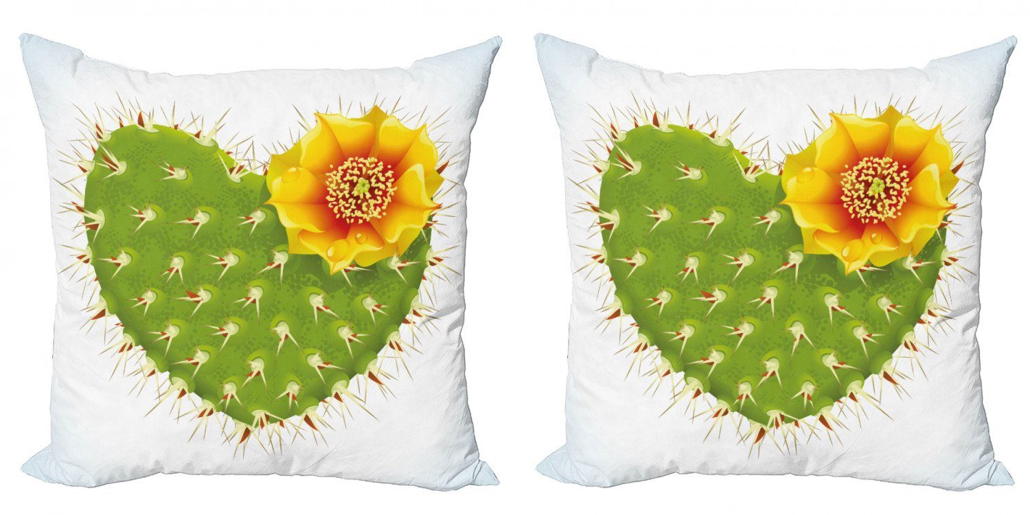 Abakuhaus Herz Stück), Digitaldruck, (2 Dornige Opuntia Modern Doppelseitiger Kaktus Kissenbezüge Accent