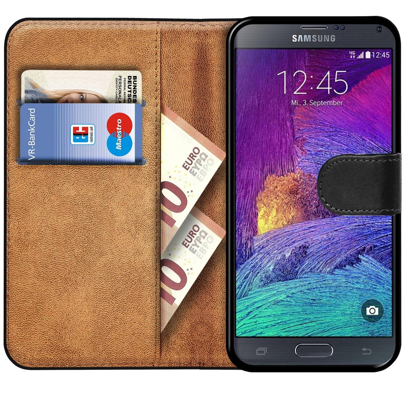 CoolGadget Handyhülle Wallet Klapp Tasche Book Case für Samsung Galaxy Note 4 5,7 Zoll, Hülle Klapphülle Flip Cover Etui Schutzhülle