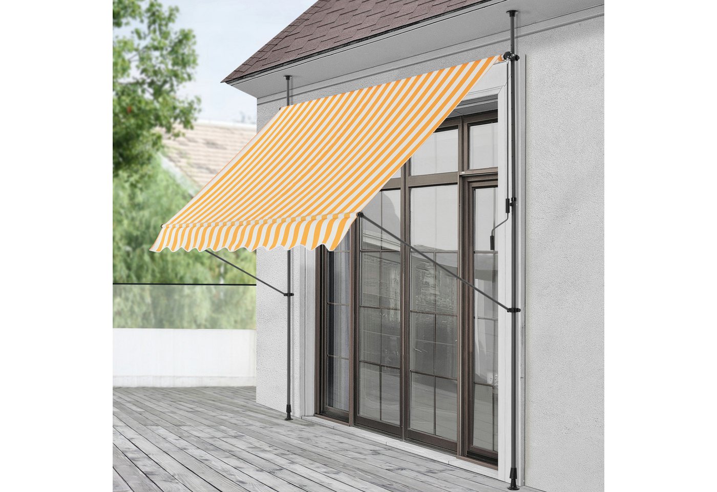 Thumbnail - pro.tec Klemmmarkise »Stem« ohne Bohren Stahlgestell 200x120x220-309 cm Gelb/Weiß