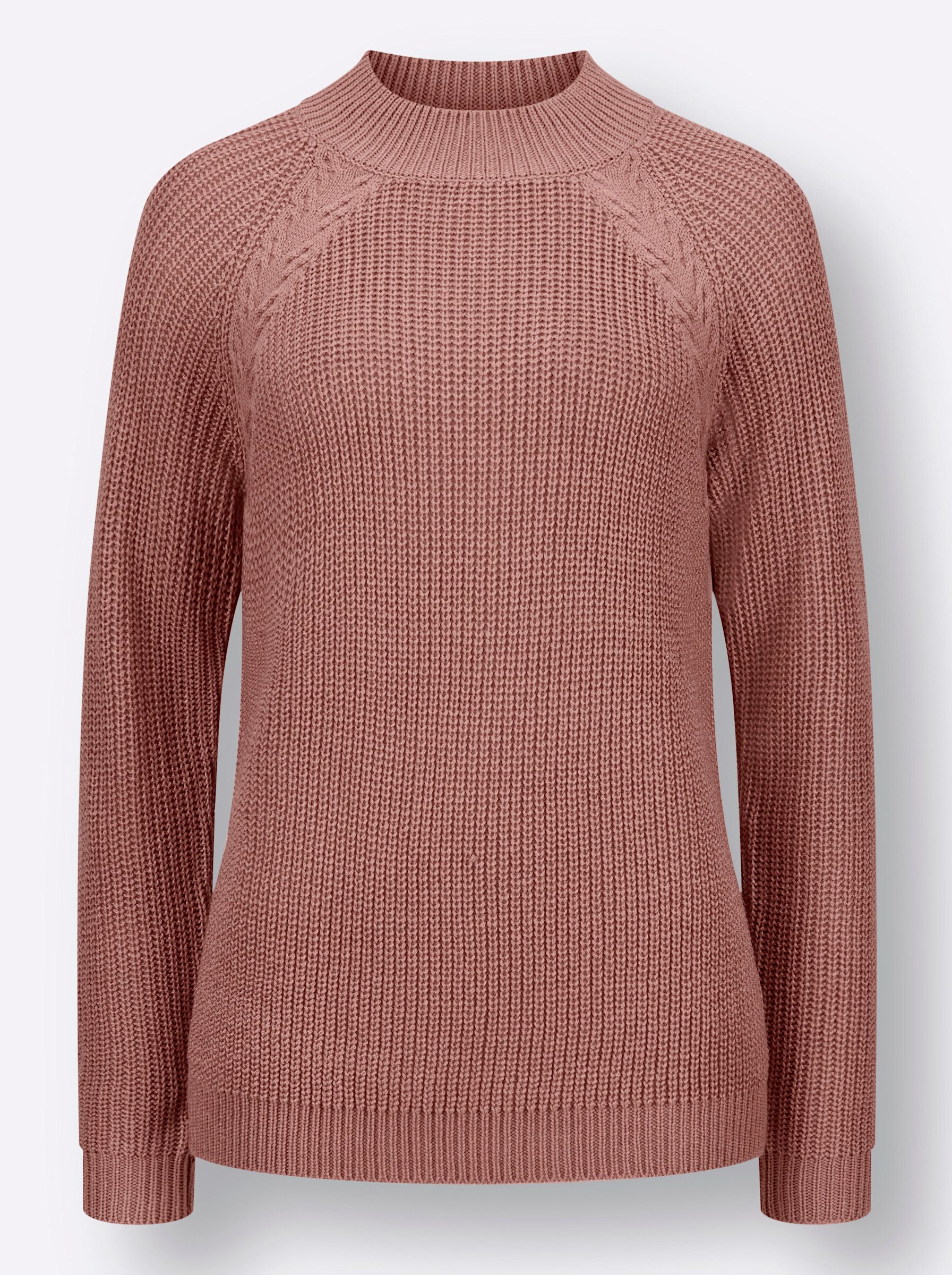 Strickpullover Langarm-Pullover Langarm Rippoptik, Zopfmuster