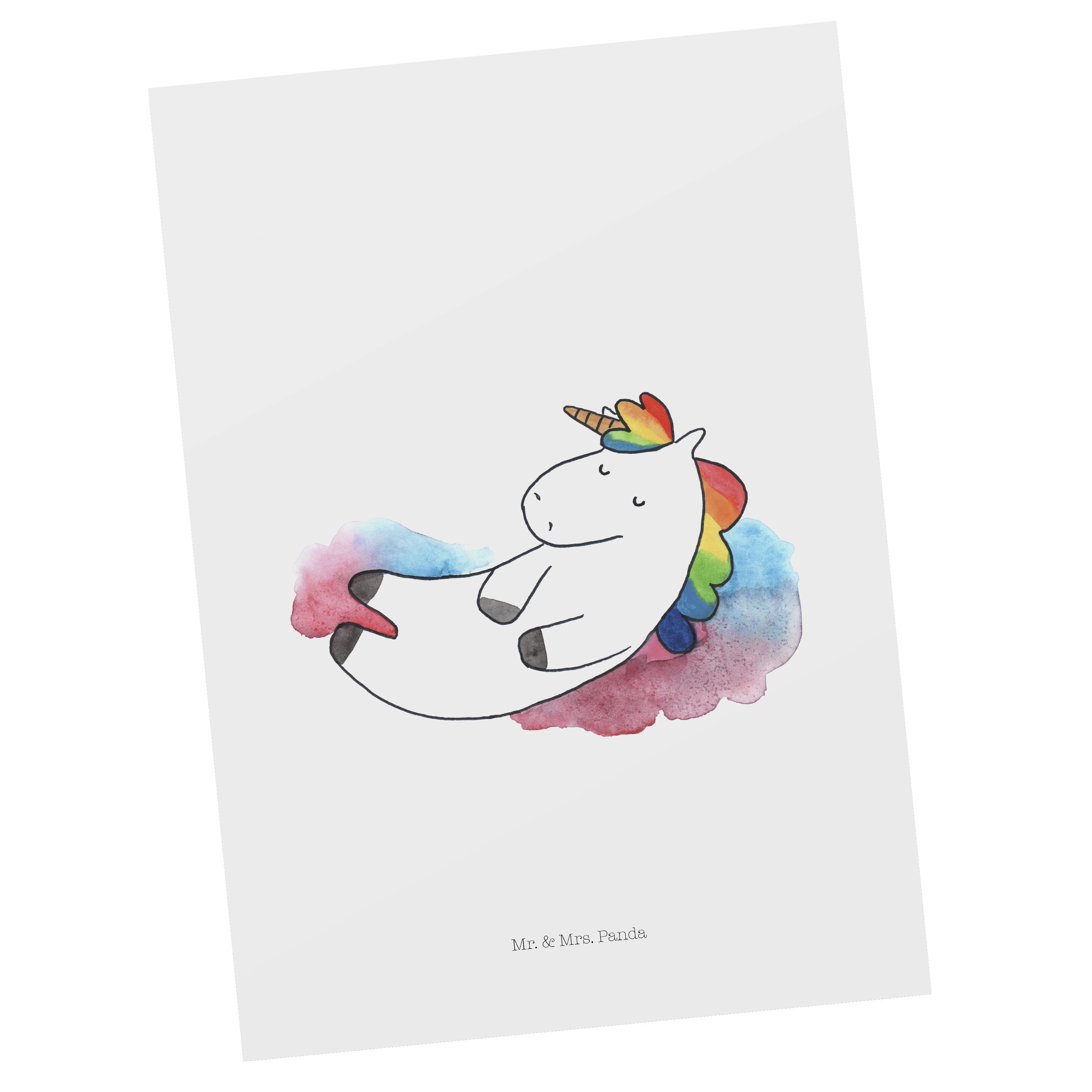 Mr. & Mrs. Panda Postkarte Einhorn Wolke 7 - Weiß - Geschenk, Glaube, Ansichtskarte, Dankeskart | Grußkarten