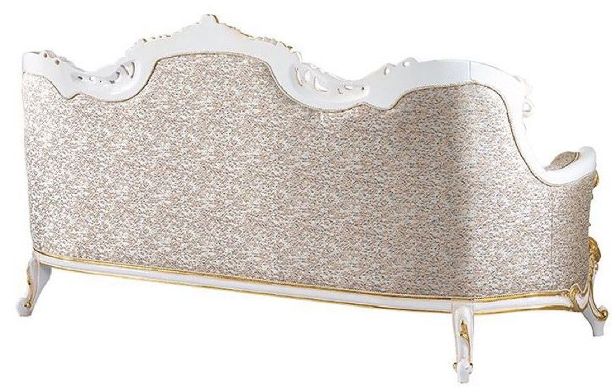 - im Barock Weiß Barock - Gold Möbel Barockstil Prunkvolles Glitzersteinen Wohnzimmer Beige / Einrichtung mit Möbel Barockstil Padrino Padrino Sofa / Casa Sofa - / Luxus Wohnzimmer Silber / Schwarz - Sofa Luxus Casa