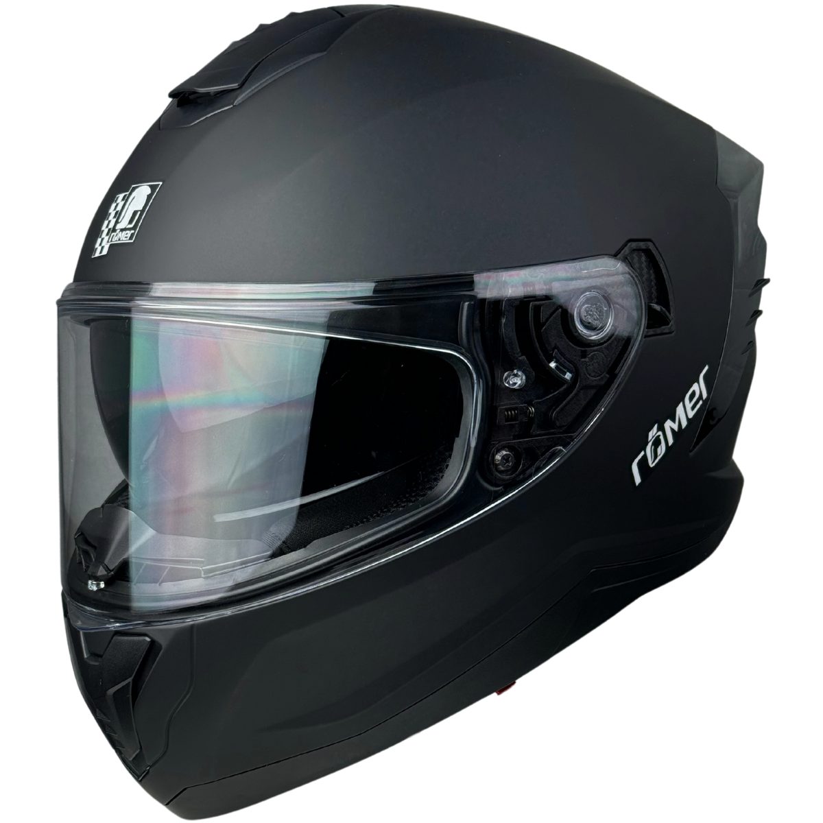 RÖMER HELME Motorradhelm RR20170 - Integralhelm mattschwarz mit Sonnenvisier & Belüftung