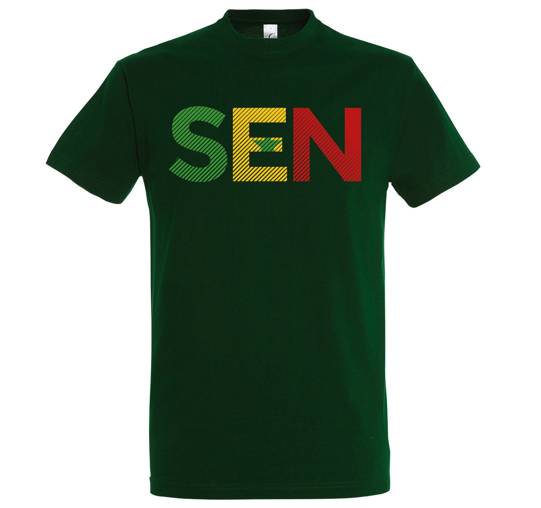 Youth Designz T-Shirt Senegal Herren T-Shirt im Fußball Look mit SEN Frontprint Dunkelgrün