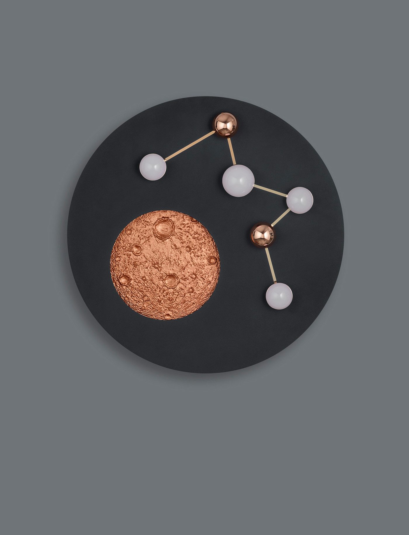 TRIO Leuchten LED Deckenleuchte ZODIAC, Deckenlampe Mond Sterne, indirektes Licht, dimmbar CCT LED 42W, Dimmfunktion, LED fest integriert, warmweiß - kaltweiß, LED Deckenlampe Schlafzimmer Ø 50cm, Lichtfarbe einstellbar, Mondoptik