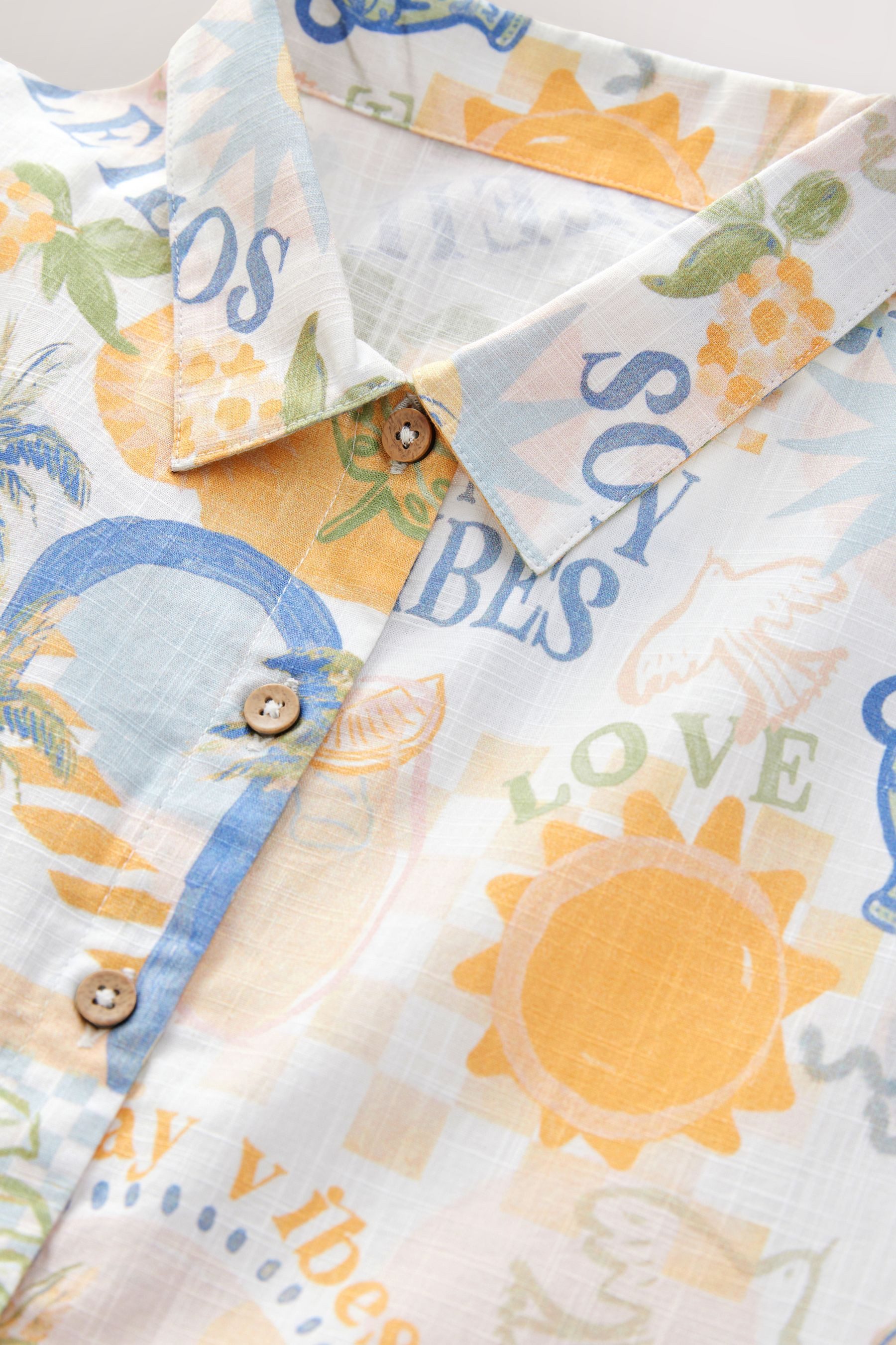 Next Shirt & Shorts Co-Ord-Set mit Hemd und Shorts aus 100 % Baumwolle (2-tlg)