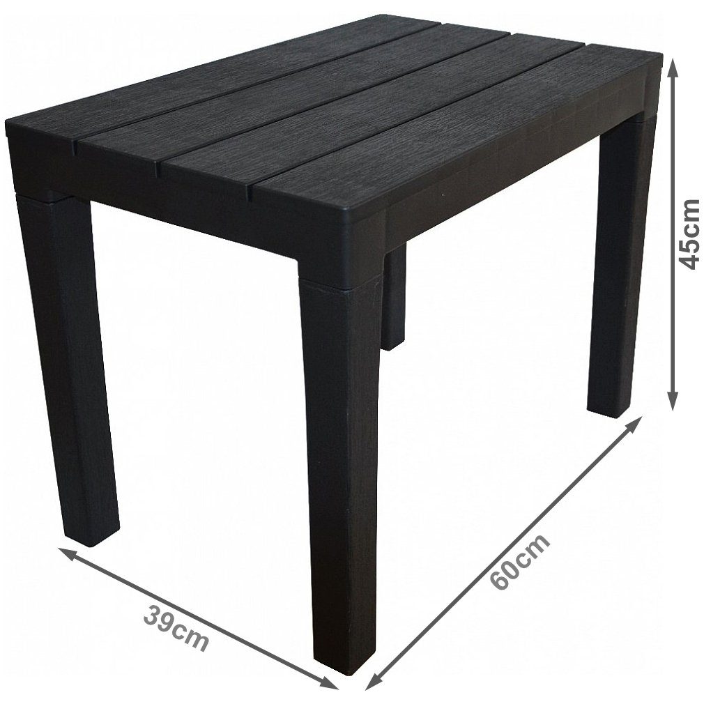 Progarden Gartentisch Bank Kunststoff 60x40cm bis 90 Kg Anthrazit 2 er Set (Set, 2-St., Packung), UV-Beständig, Robust, Wetterfest, Made in Italy, Hochwertig