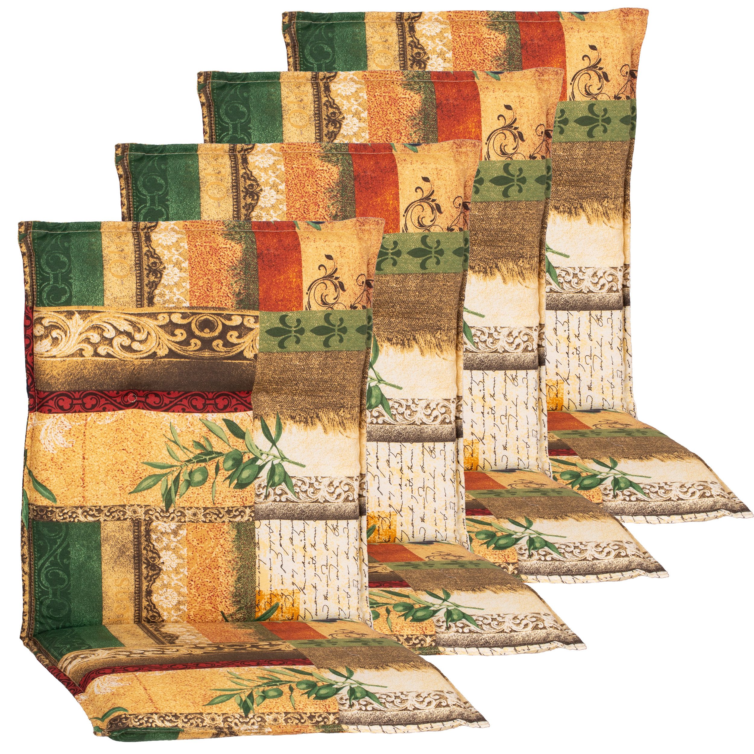 NYVI Polsterauflage Niedriglehner Auflagen Rio 4er Set - Stuhlauflage für Gartenstühle, (4 St), Sitzauflage, Pflegeleicht, Robust, Bequem