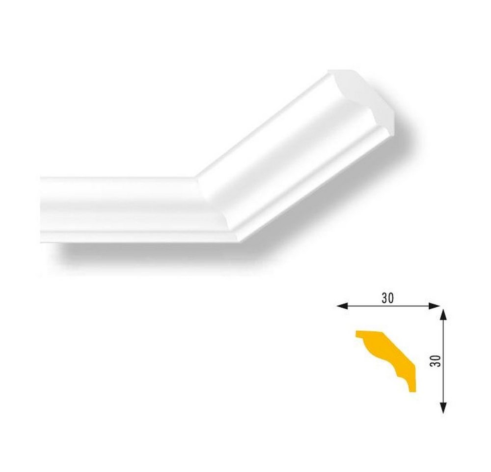 Thumbnail - PROVISTON Stuckleiste Polystyrol, 30 x 30 x 2000 mm, Weiß, Deckenleiste, Kleben, Polystyrol, 1-St.