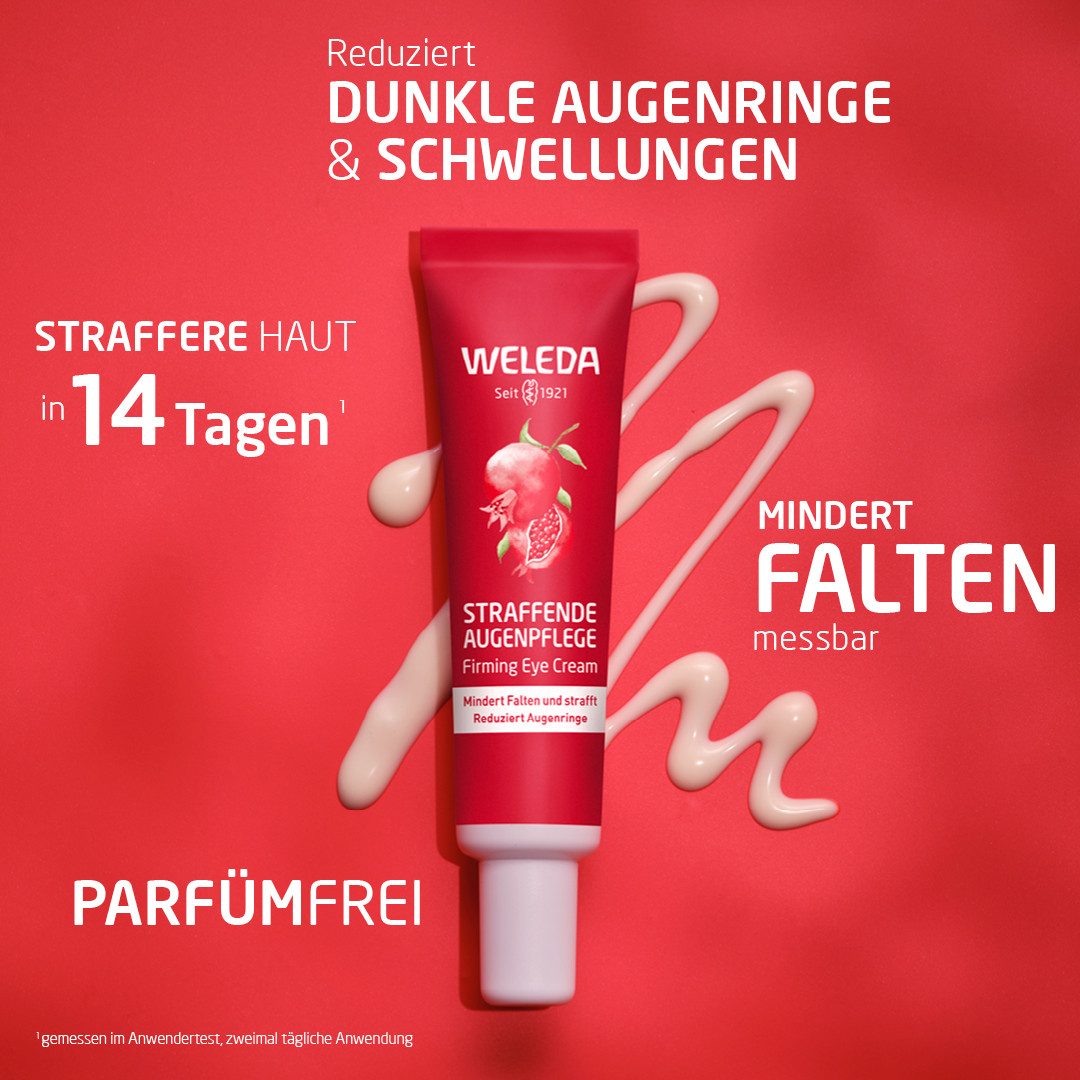 WELEDA Augencreme STRAFFENDE AUGENPFLEGE GRANATAPFEL & MACA-PEPTIDE, mindert Falten, Augenringe & Schwellungen, strafft die Haut