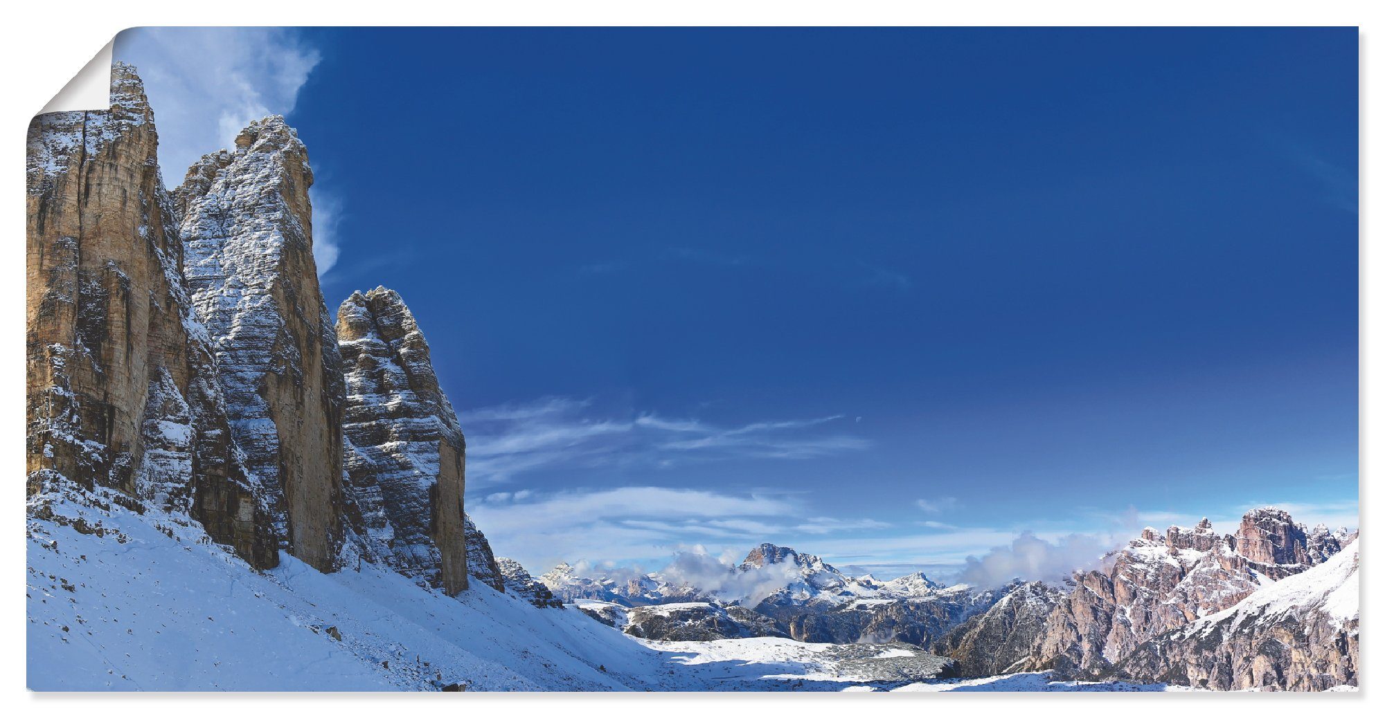 Artland Wandbild Drei Zinnen Umrundung in den Dolomiten, Himmel (1 St), als Alubild, Leinwandbild, Wandaufkleber oder Poster in versch. Größen