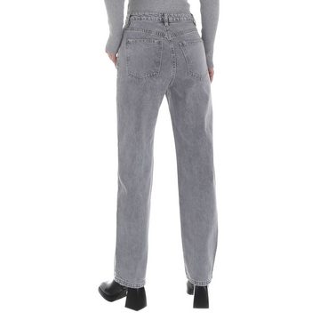 Ital-Design Relax-fit-Jeans Damen Freizeit Used-Look High Waist Jeans in Grau