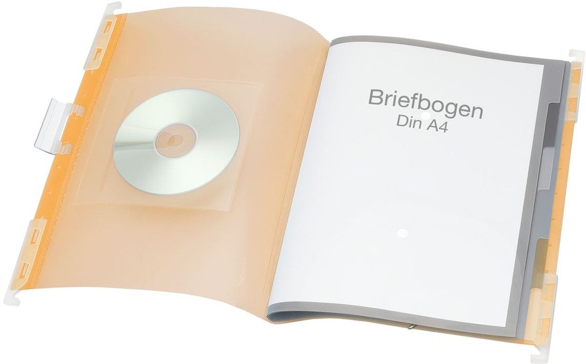 Hefter Hänge-Ordnungsmappe A4 PP 6 Fächer orange transluzent.
