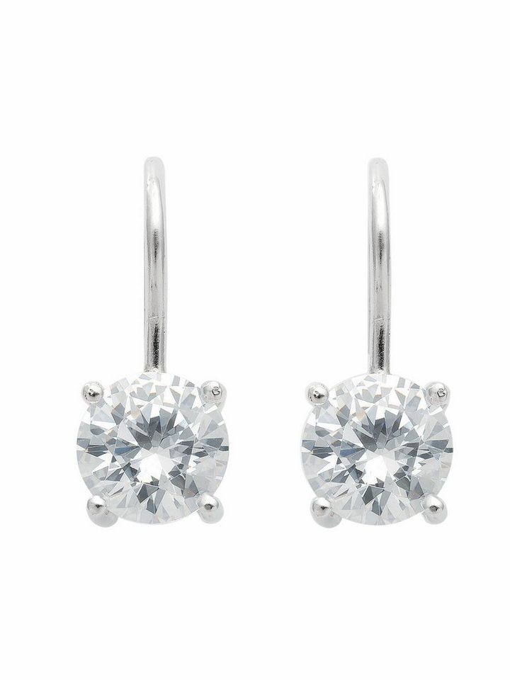 Adelia´s Paar Ohrhänger 925 Silber Ohrringe Ohrhänger mit Zirkonia Ø 8,5  mm, mit Zirkonia Silberschmuck für Damen