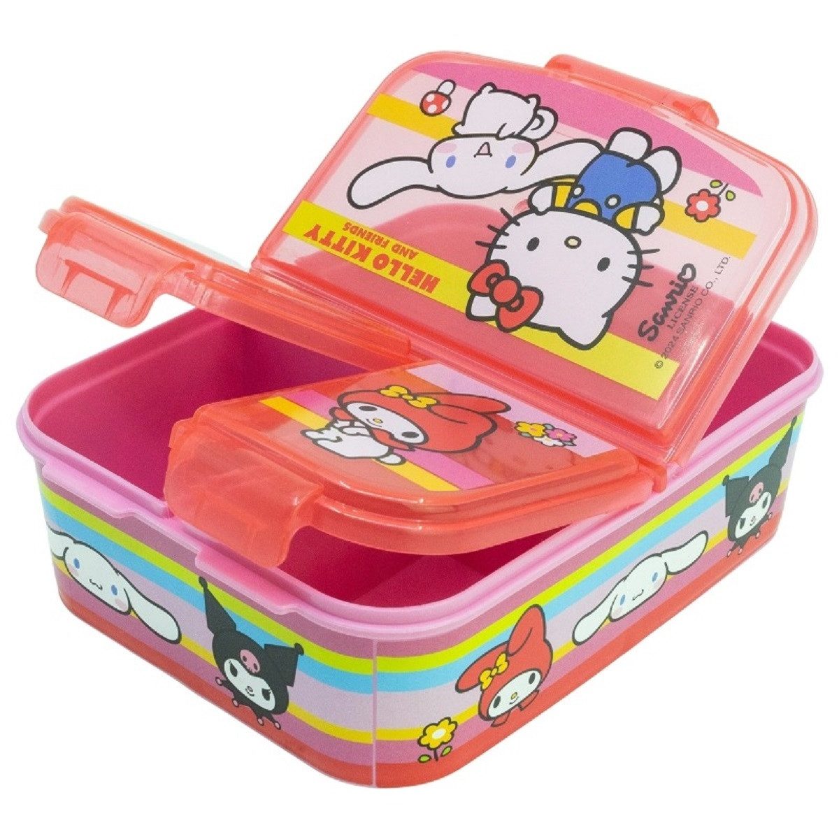 Stor Lunchbox Hello Kitty Kinder Brotdose – Lunchbox mit 3 Fächern & tollem Design, (Lebensmittelaufbewahrungsdose, 1x Deckel, 1x Dose), Brotdose