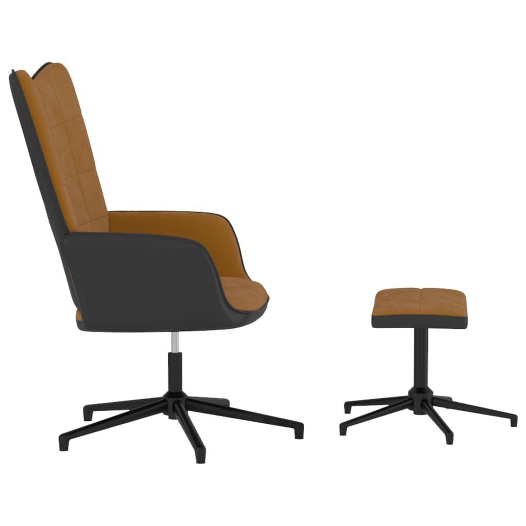 Relaxsessel Sessel PVC mit furnicato Braun Hocker Samt und