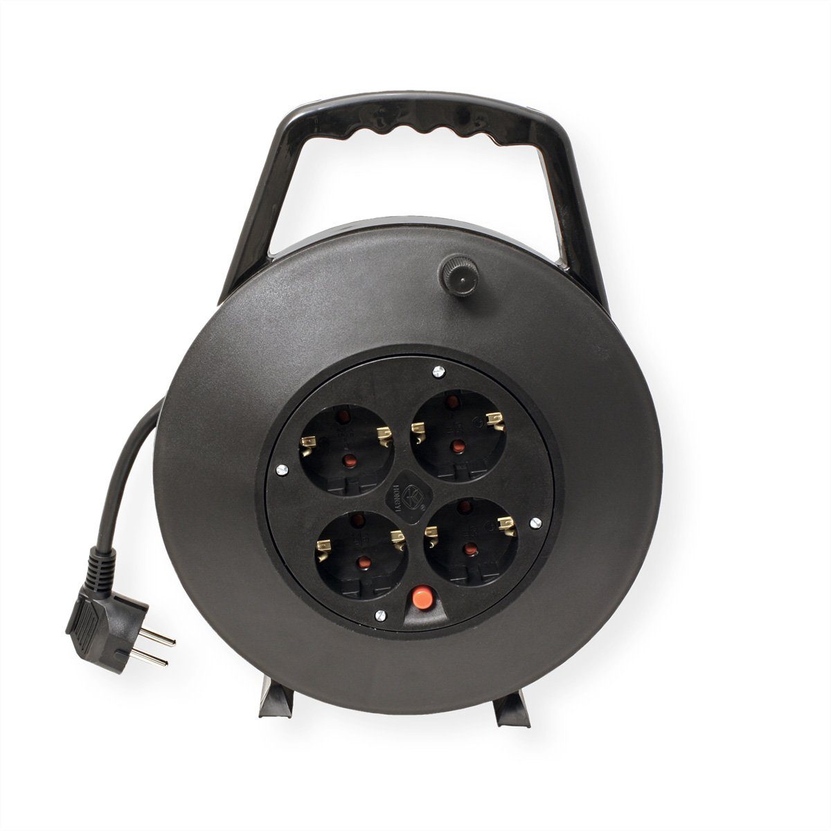 Bachmann Schutzkontakt-Aufrollkabelbox 4fach AC230V Kabel Kabeltrommel (Kabellänge 10 m), 10 m, 393.002