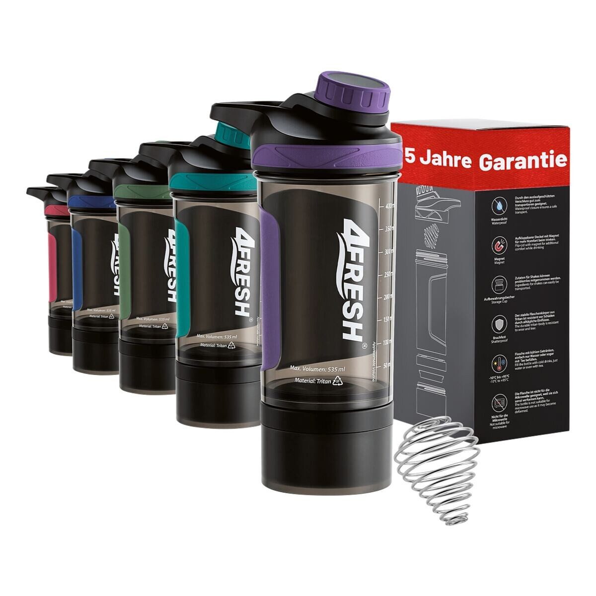 4FRESH Trinkflasche Shaker, 500 ml