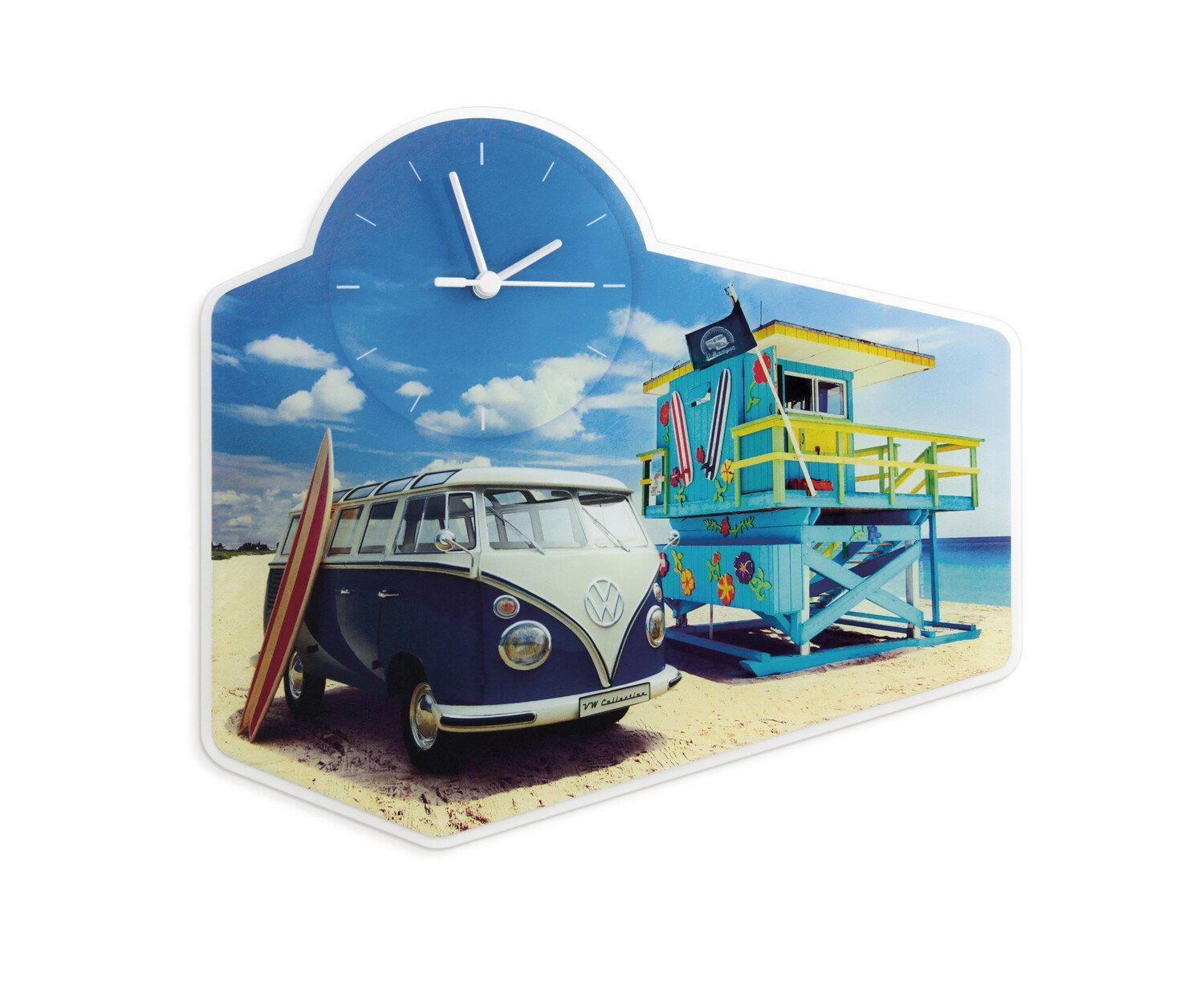 VW Collection by BRISA Wanduhr Volkswagen Retro Quarz-Uhr aus Acrylglas im T1 Bulli Bus Design (batteriebetriebener Zeitanzeiger)