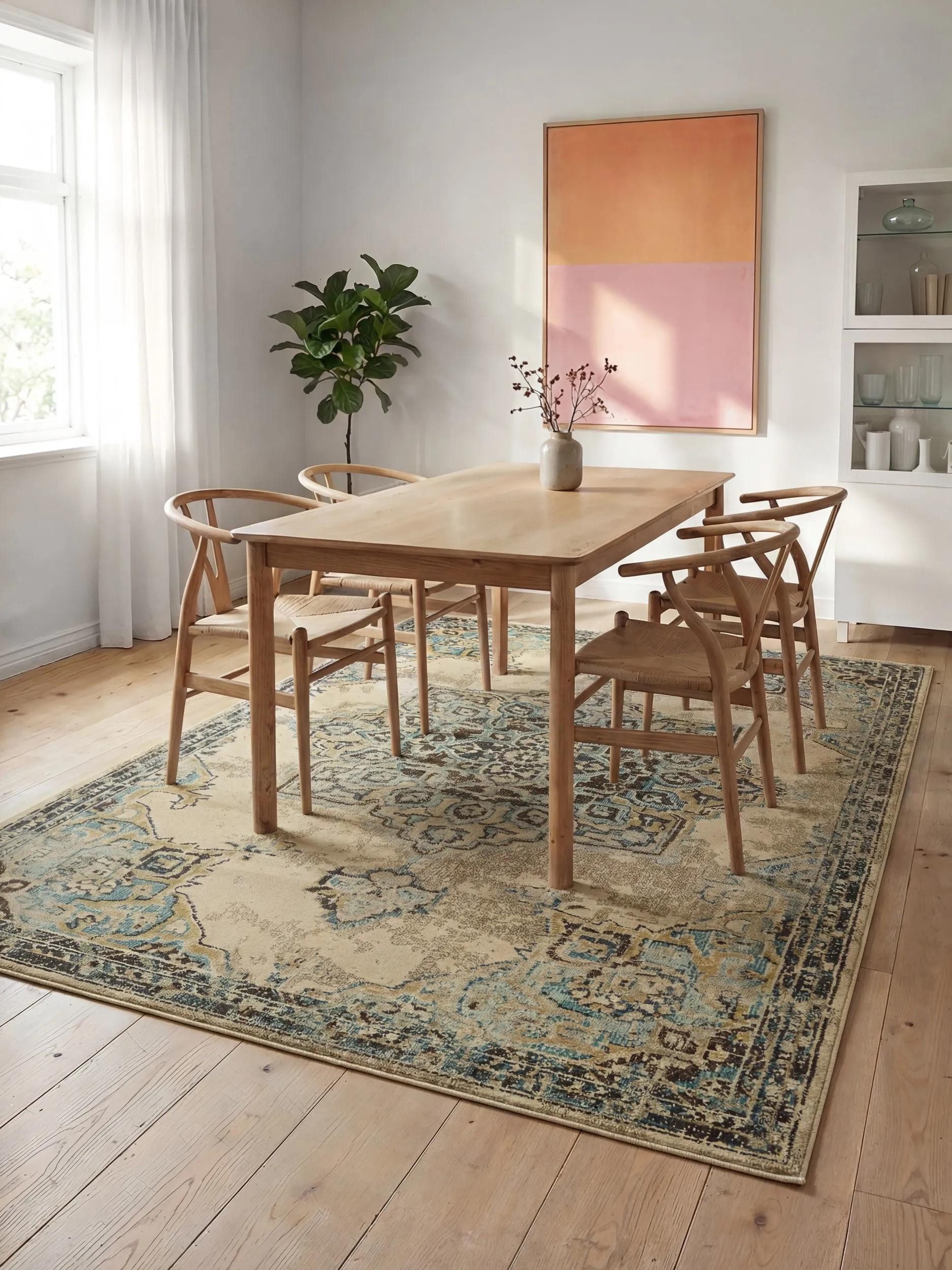 benuta Teppich Casa, rechteckig, Höhe: 11 mm, Teppich Wohnzimmer, Esszimmer, Schlafzimmer, Flur, Farbenfroh, Retro