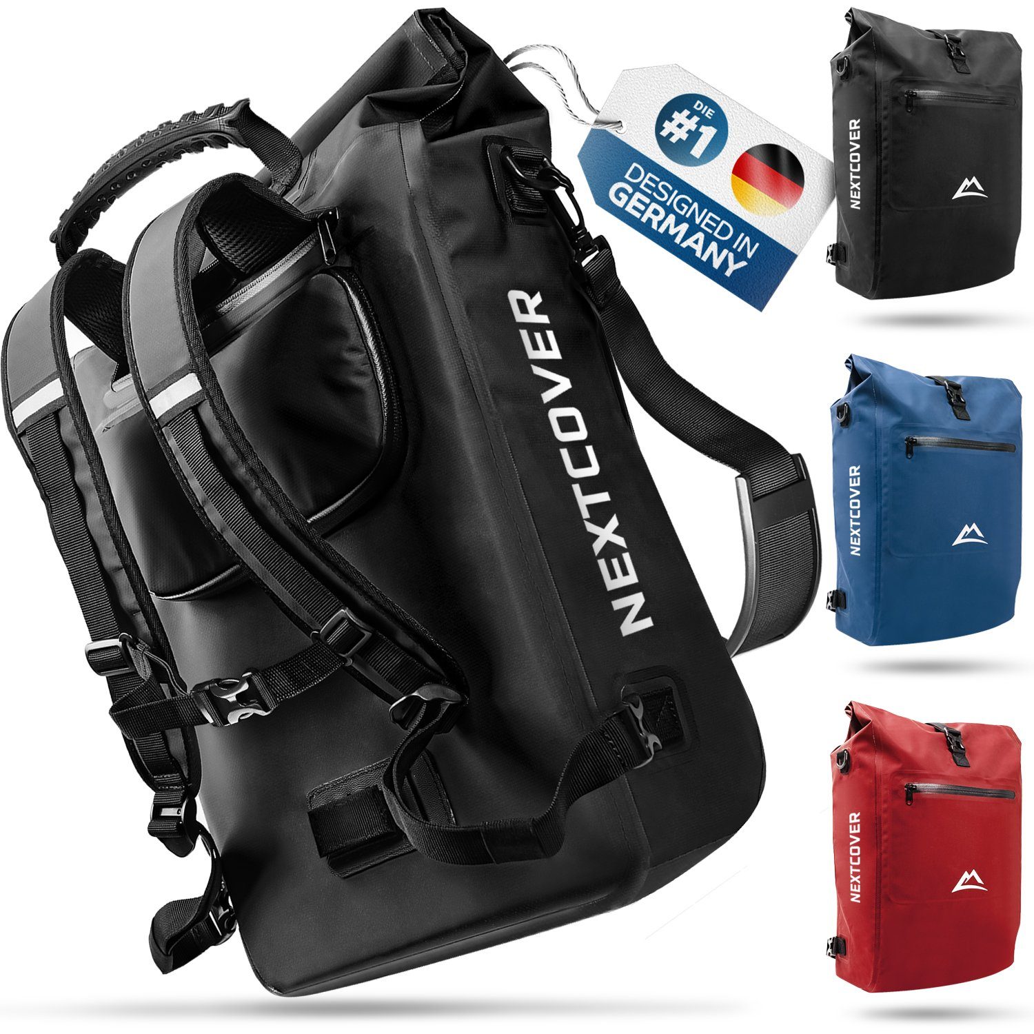 Nextcover Fahrradtasche NEU 3in1 Fahrradtasche für Gepäckträger - Fahrradrucksack wasserdicht