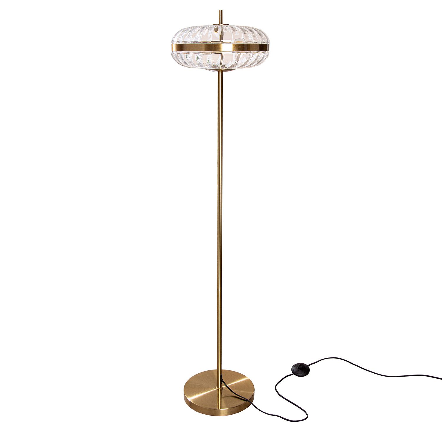 GILDE Stehlampe GLAMOUR Stehleuchte - gold - Glas,Metall - Höhe 150cm x Ø 35cm - Lampe, Tischlampe - Schreibtischlampe - Nachttischlampe