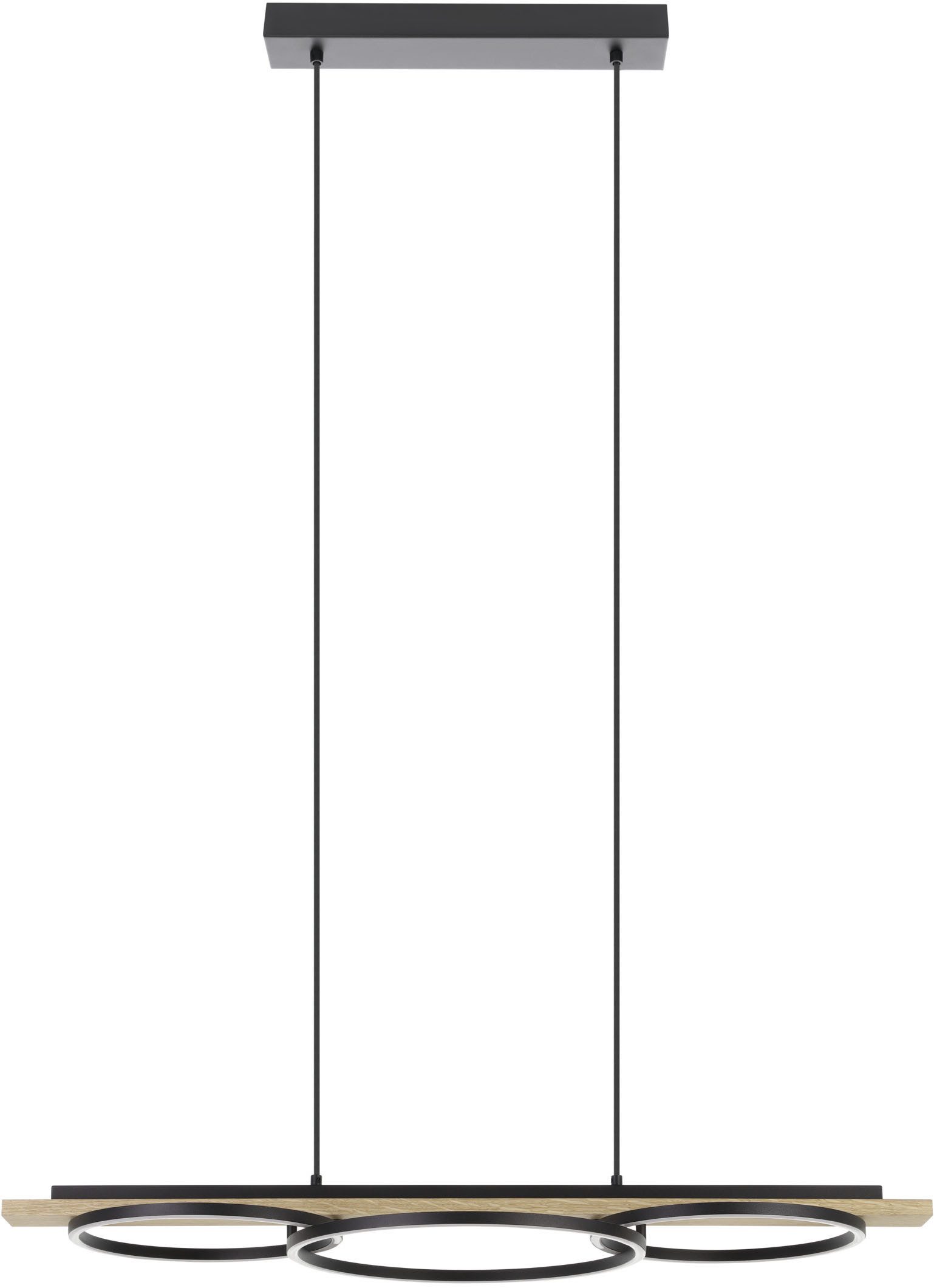 EGLO Hängeleuchte BOYAL Pendellampe - Stahl, Holz - LED;LED - 2X12,5W;1X15,5W - IP20, Dimmfunktion, LED fest integriert, Warmweiß, Hängelampe, Deckenlampe, Wohnzimmer, Esszimmer, L101 x B40 x H110 cm