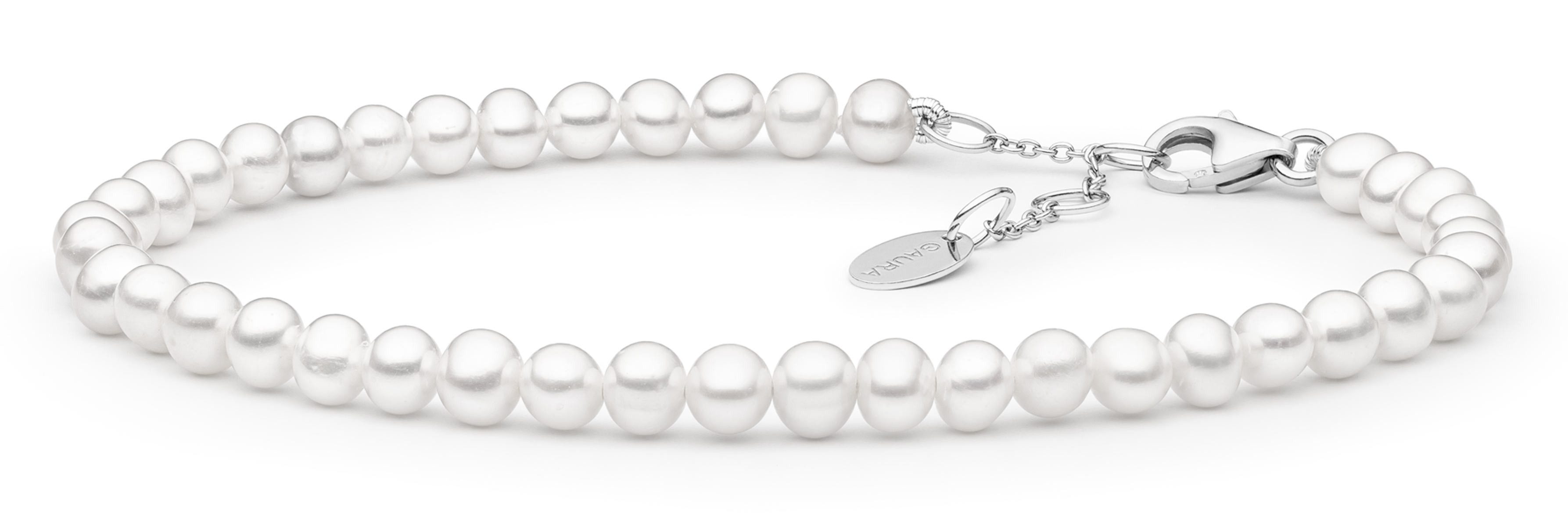 Gaura Pearls Perlenarmband modern weiß rund, günstig online kaufen