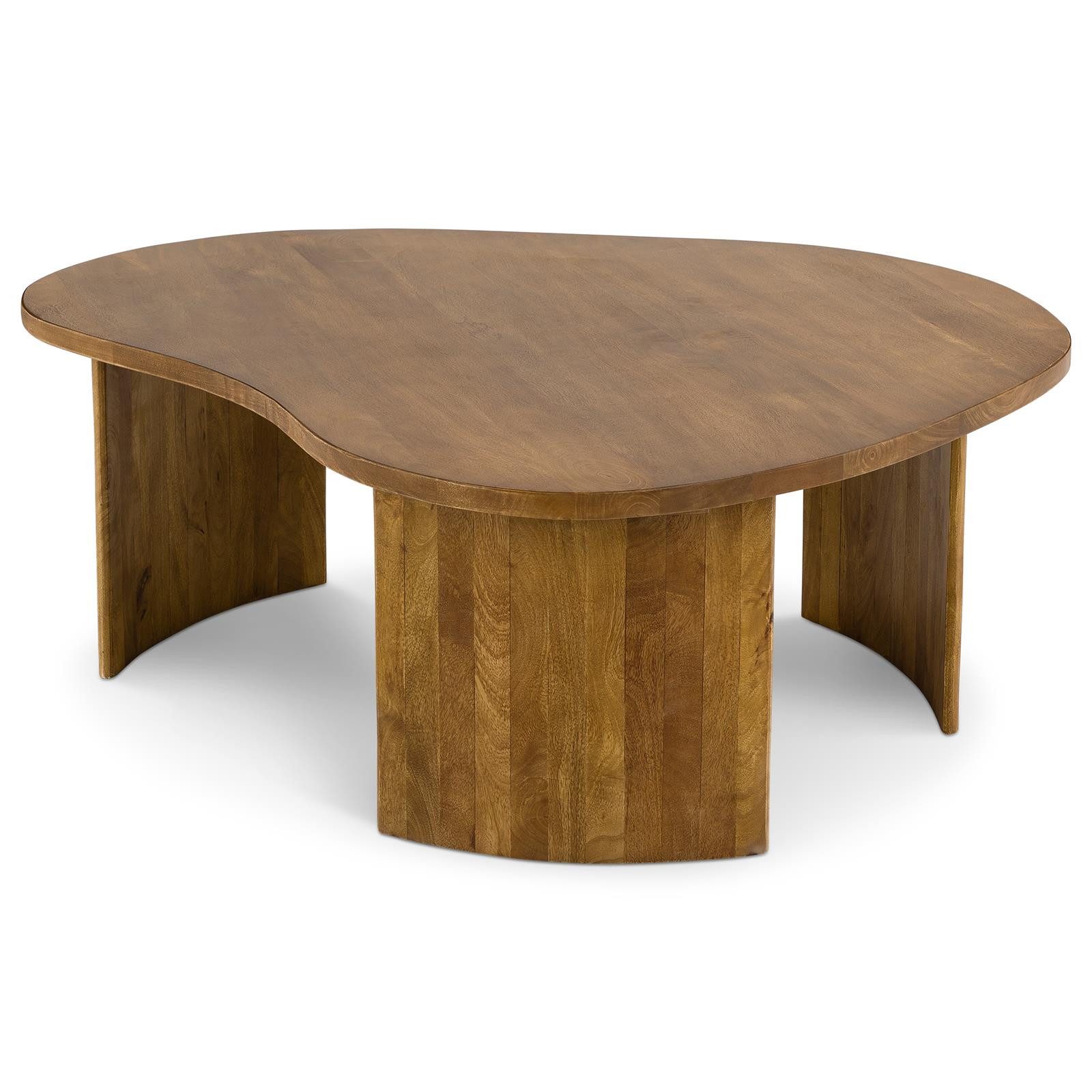 IDIMEX Couchtisch CALUA, Wohnzimmertisch aus massivem Mangoholz mit organischer Form Hellbraun