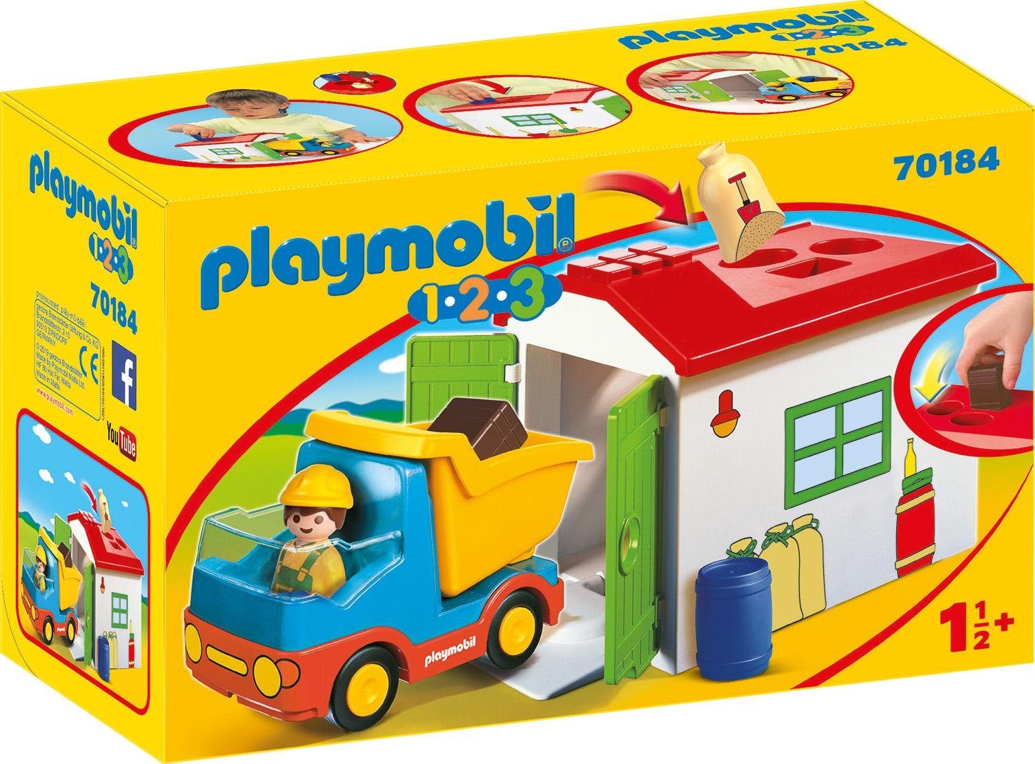 Europe LKW Playmobil in Playmobil® 1-2-3, (70184), Sortiergarage mit Konstruktions-Spielset Made