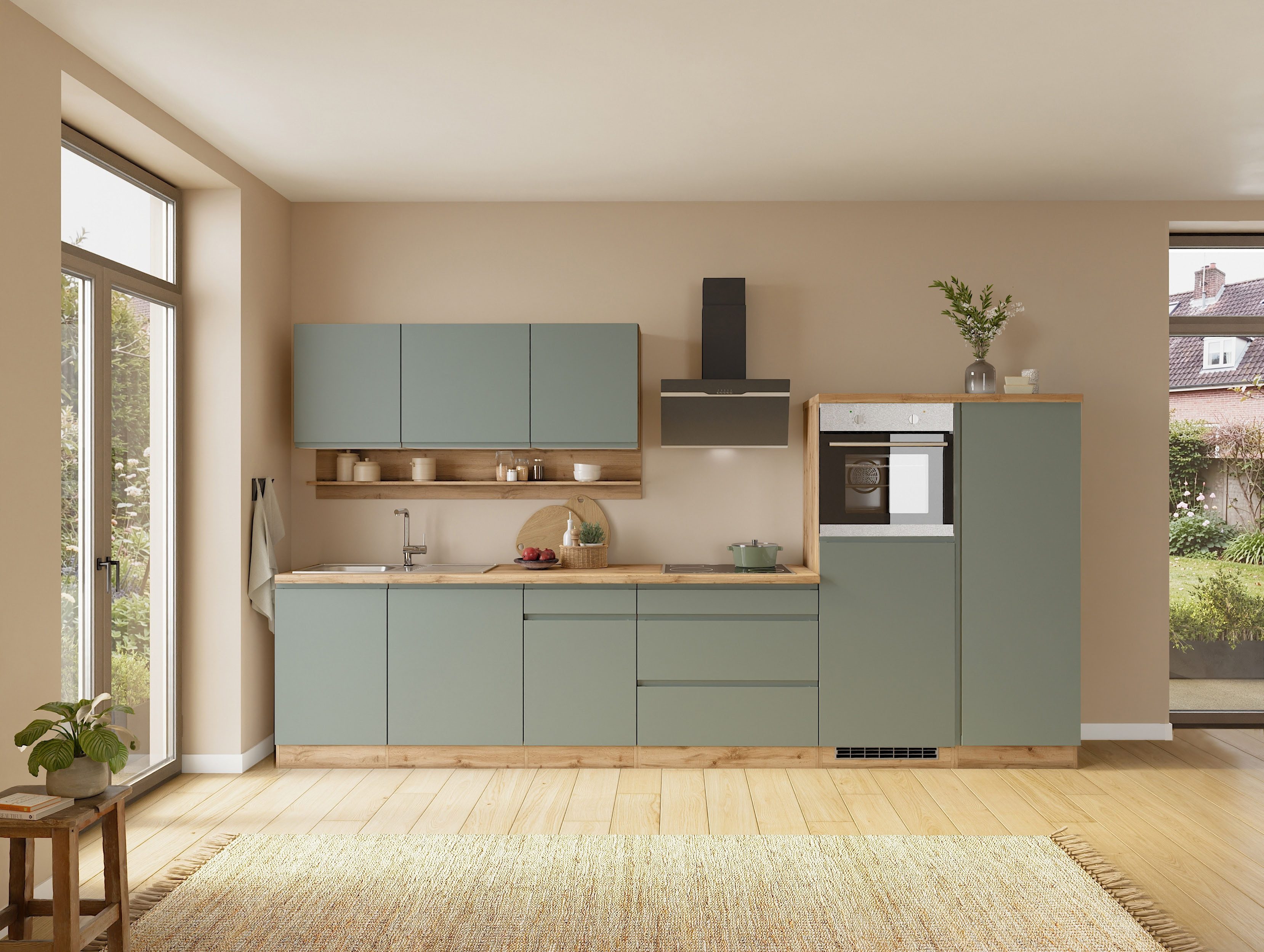 KOCHSTATION Vorratsschrank KS-Virginia,neu in verbesserter Ausführung (Stauraum, Softclose, mit CPL-Arbeitsplatte) Breite 60 cm, 5 Auszüge, Soft-Close-Funktion