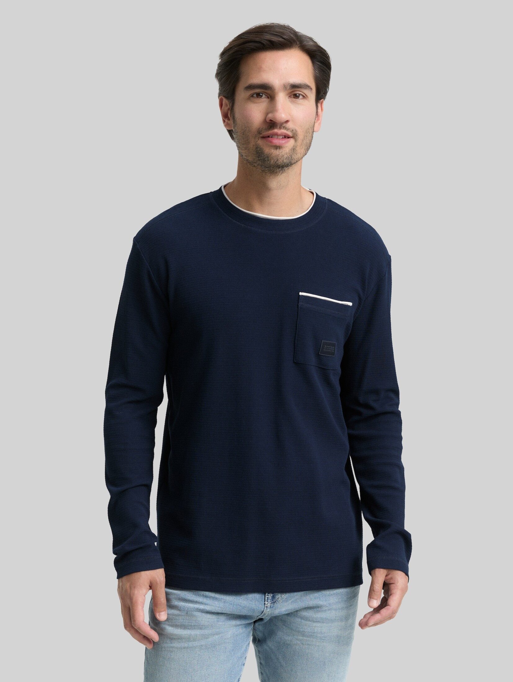 TOM TAILOR Langarmshirt T-Shirt 2-in-1 Langarmshirt aus Baumwolle