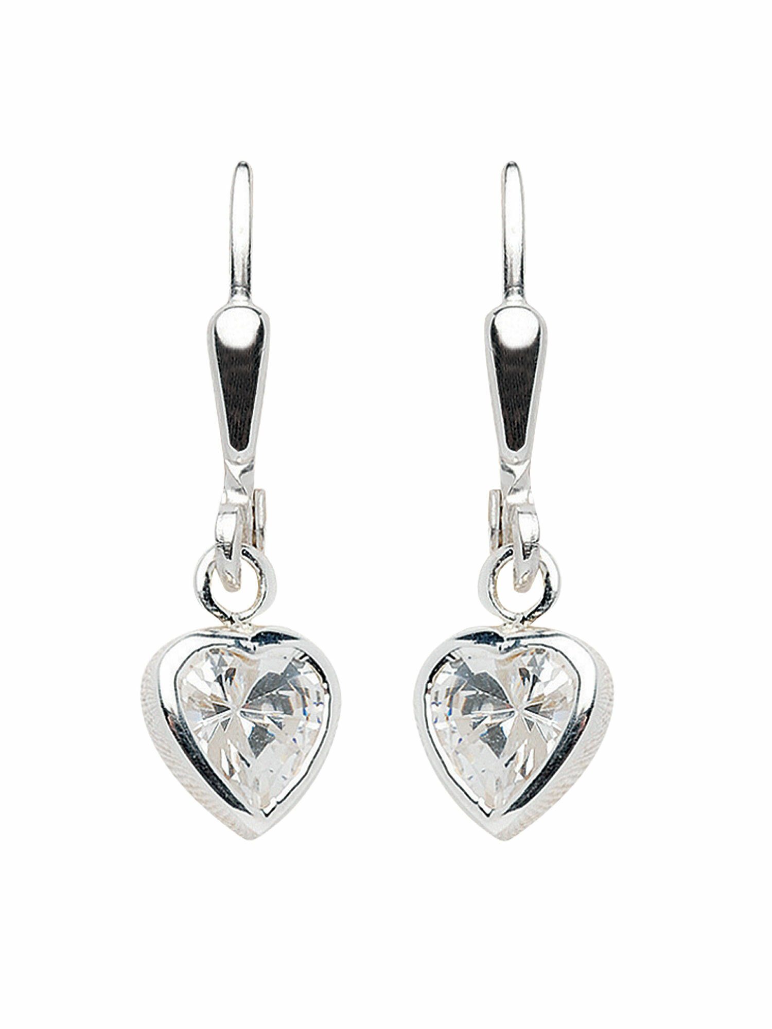 Adelia´s Paar Ohrhänger 1 Paar 925 Silber Ohrringe / Ohrhänger Herz mit  Zirkonia, 925 Sterling Silber mit Zirkonia Silberschmuck für Damen, Maße -  Breite 6,4 mm - Höhe 6,8 mm