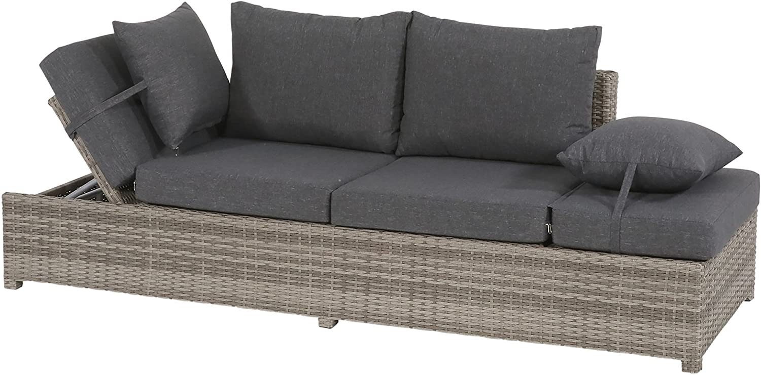 Lesli Living Gartenbank »Loungebank Gartenliege Gartenbank 2in1 grau